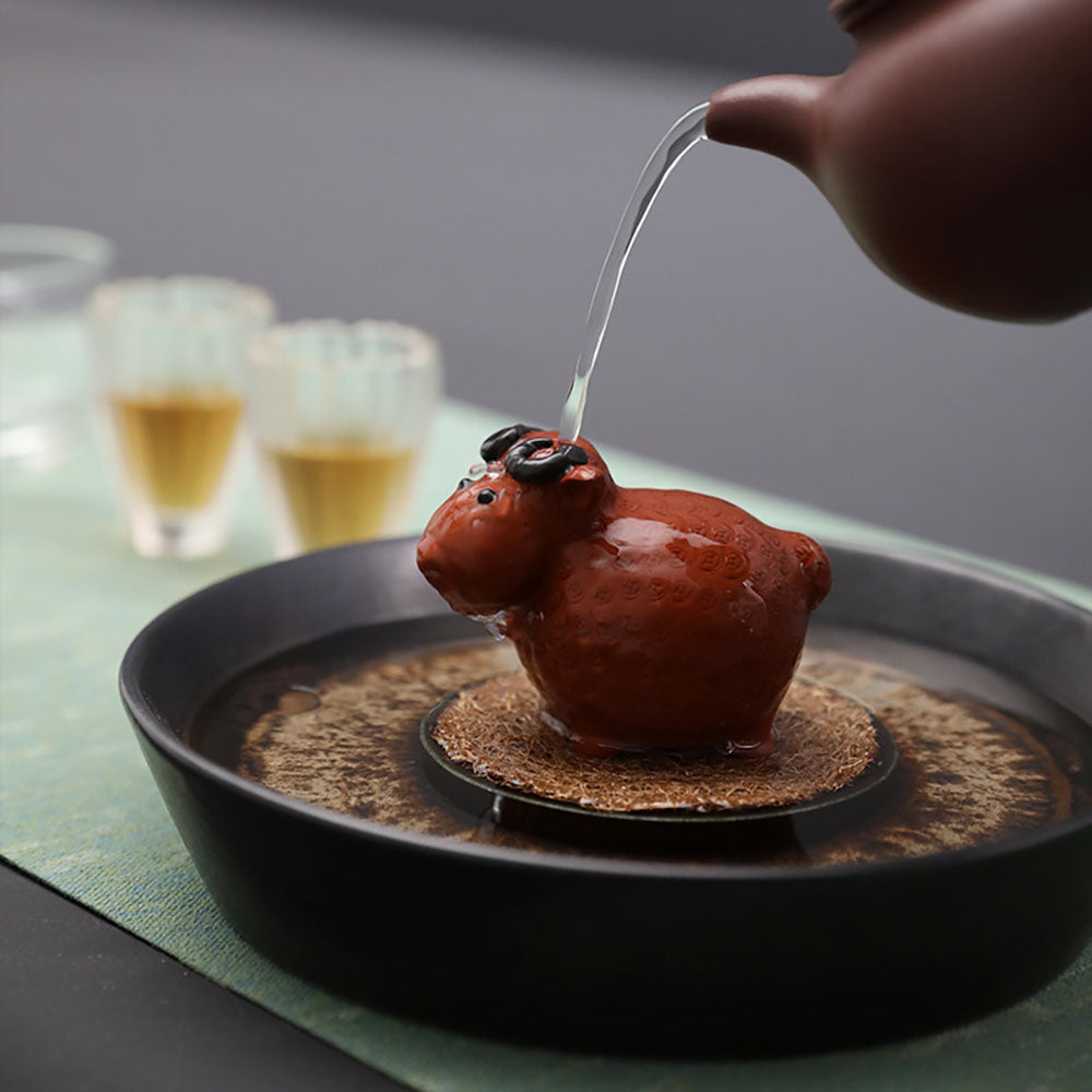 Authentic Yixing Clay Sheep Tea Pet - Handcrafted Chinese Tea Companion for Tea Ceremony & Meditation - Perfect Gift for Tea Lovers