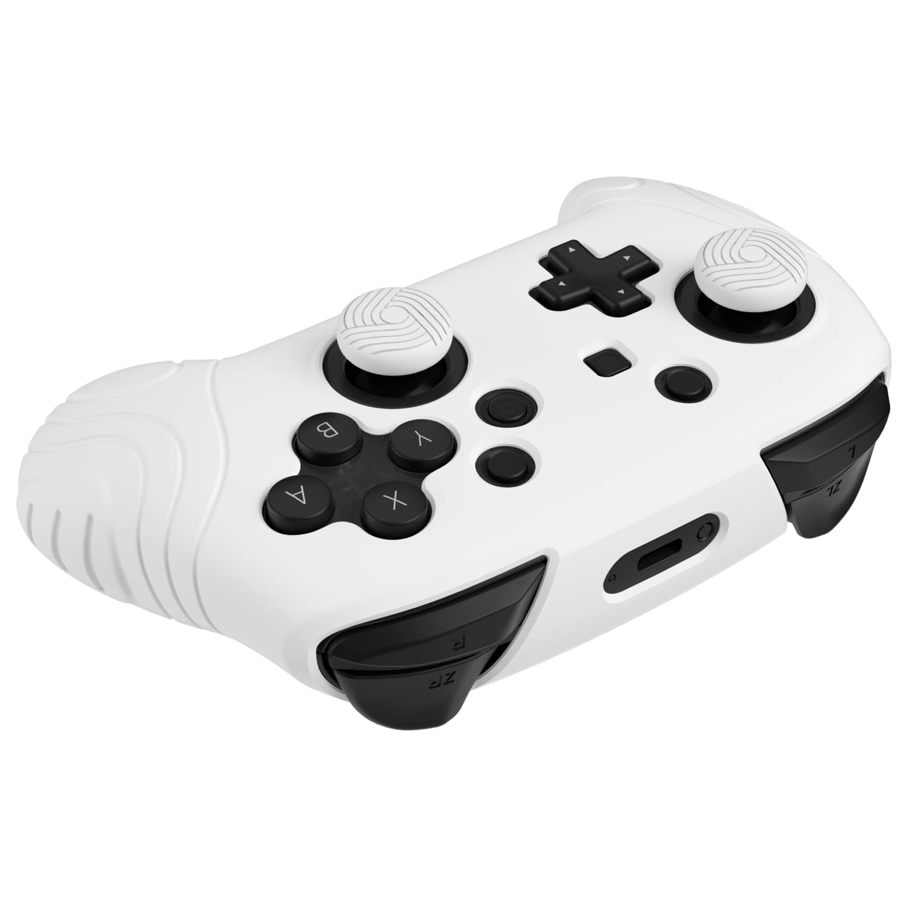 PlayVital Samurai Edition Ergonomic Silicone Case for Nintendo Switch Pro Controller - Soft Anti-Slip Grip Protector with Thumb Grip Caps (White) | Perfect for Gaming, Travel & Long Play Sessions
