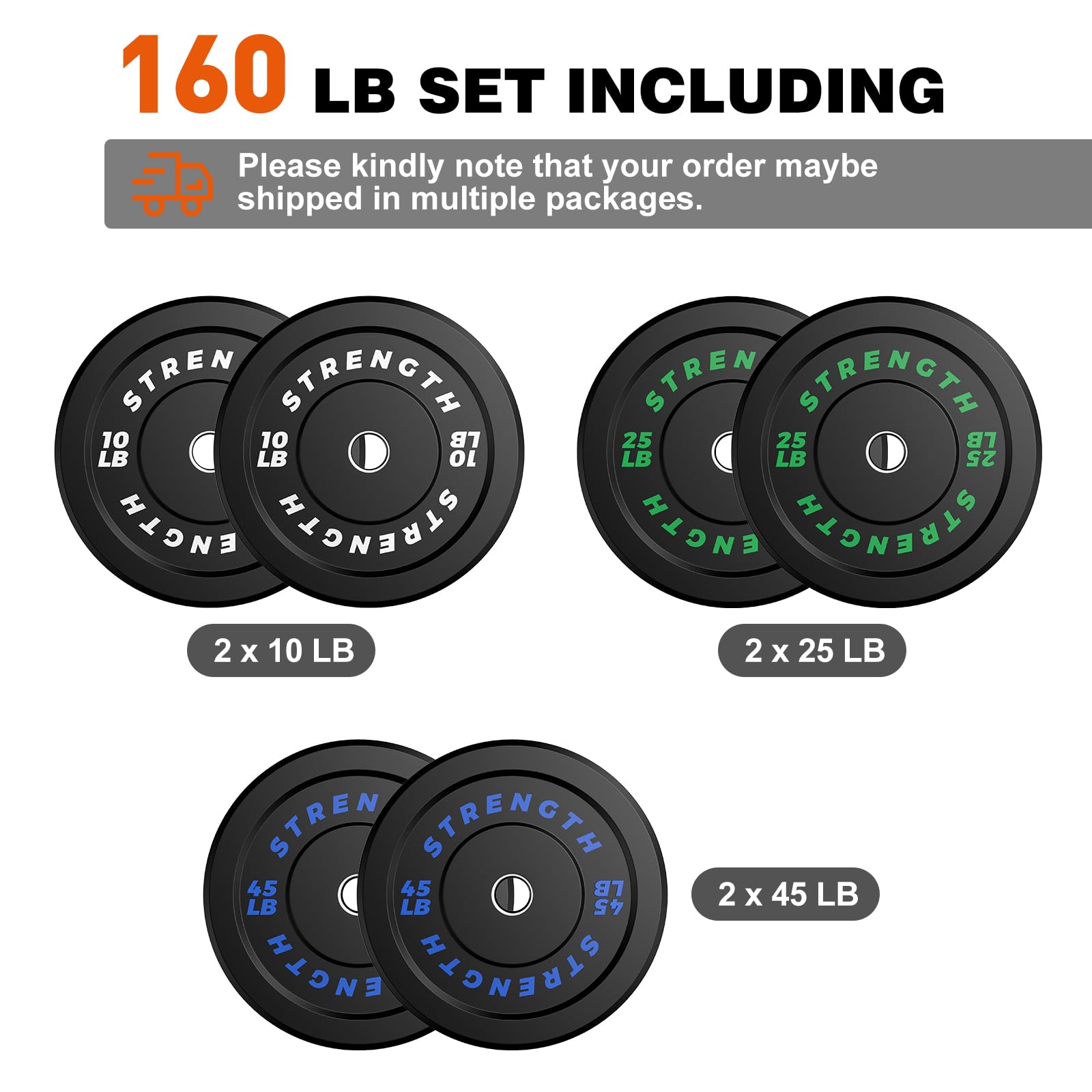 XDDIAS Olympic Bumper Plates Set - 2-Inch Rubber Weight Plates with Steel Insert for CrossFit, Powerlifting & Strength Training - Sold as Single, Pairs or Full Sets - Perfect for Home Gym & Commercial Fitness Centers