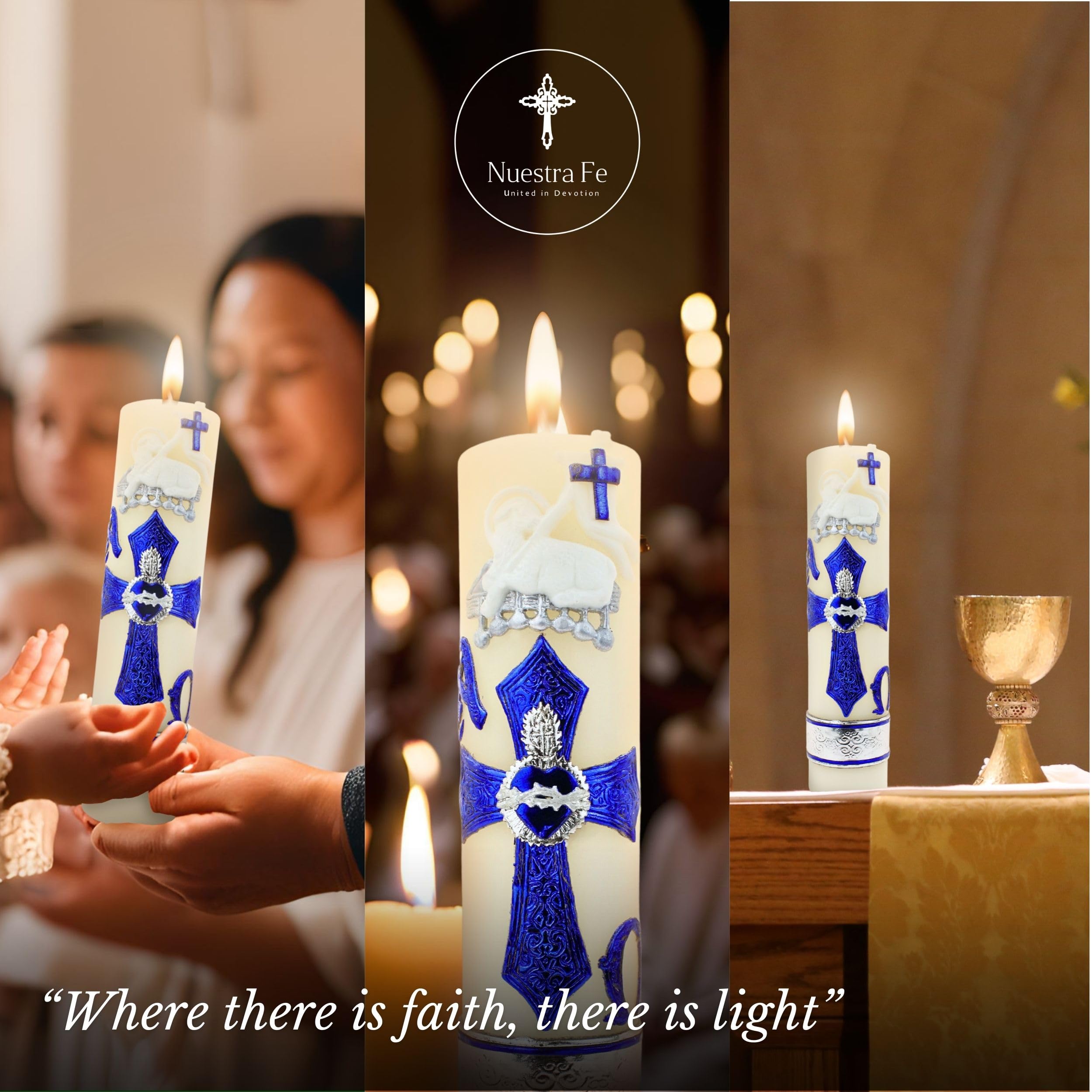 Large Catholic Religious Candles - Easter Paschal Candle - Big Catholic Prayer Candles - Saint Candles for Prayer - Our Lady of Guadalupe Devotional Candles - Catholic Paschal Candles for Church, Home Altar & Religious Ceremonies