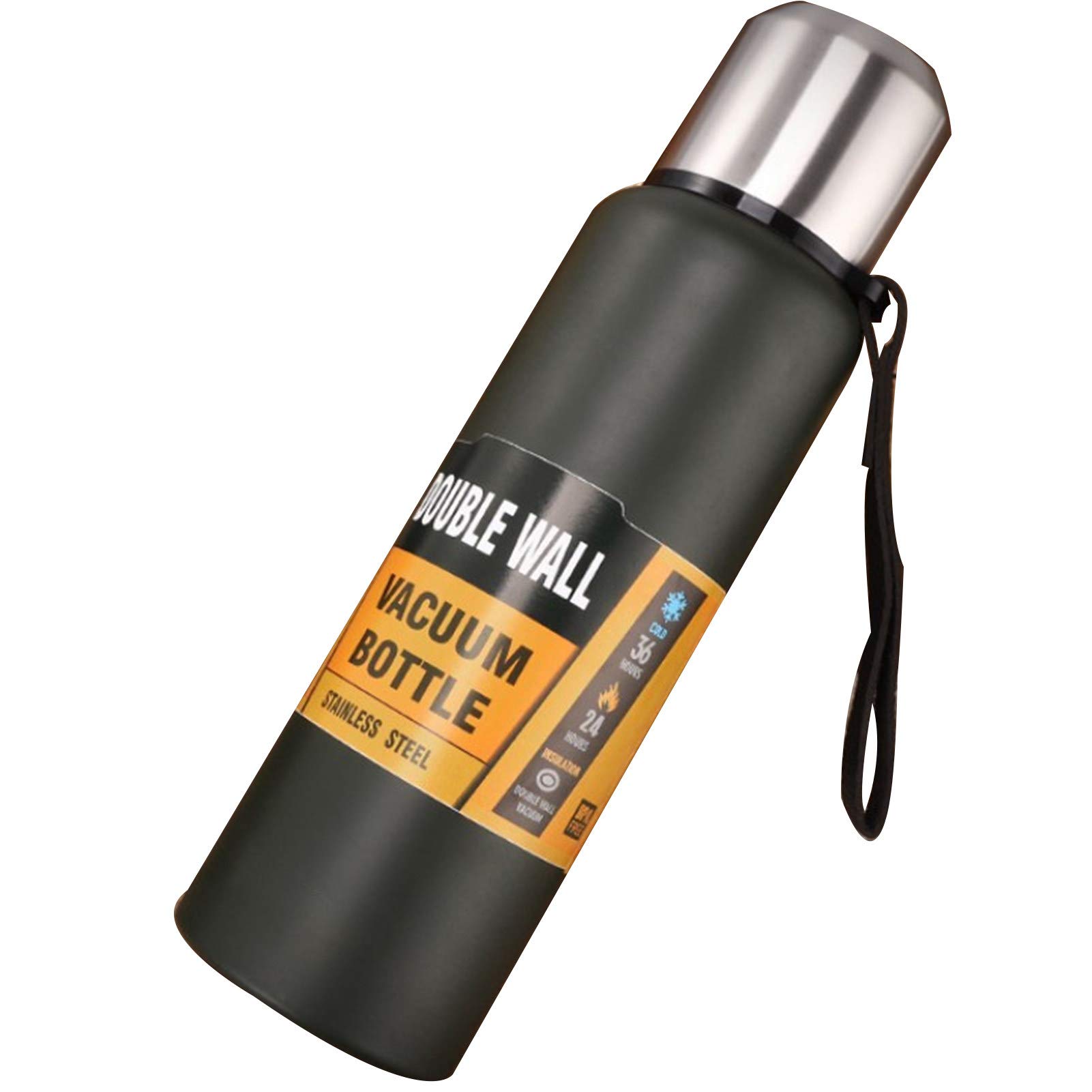 750ml Stainless Steel Vacuum Insulated Water Bottle for Adults - Portable Green Thermos for Hot & Cold Drinks - Perfect for Hiking, Gym, Office & Outdoor Activities