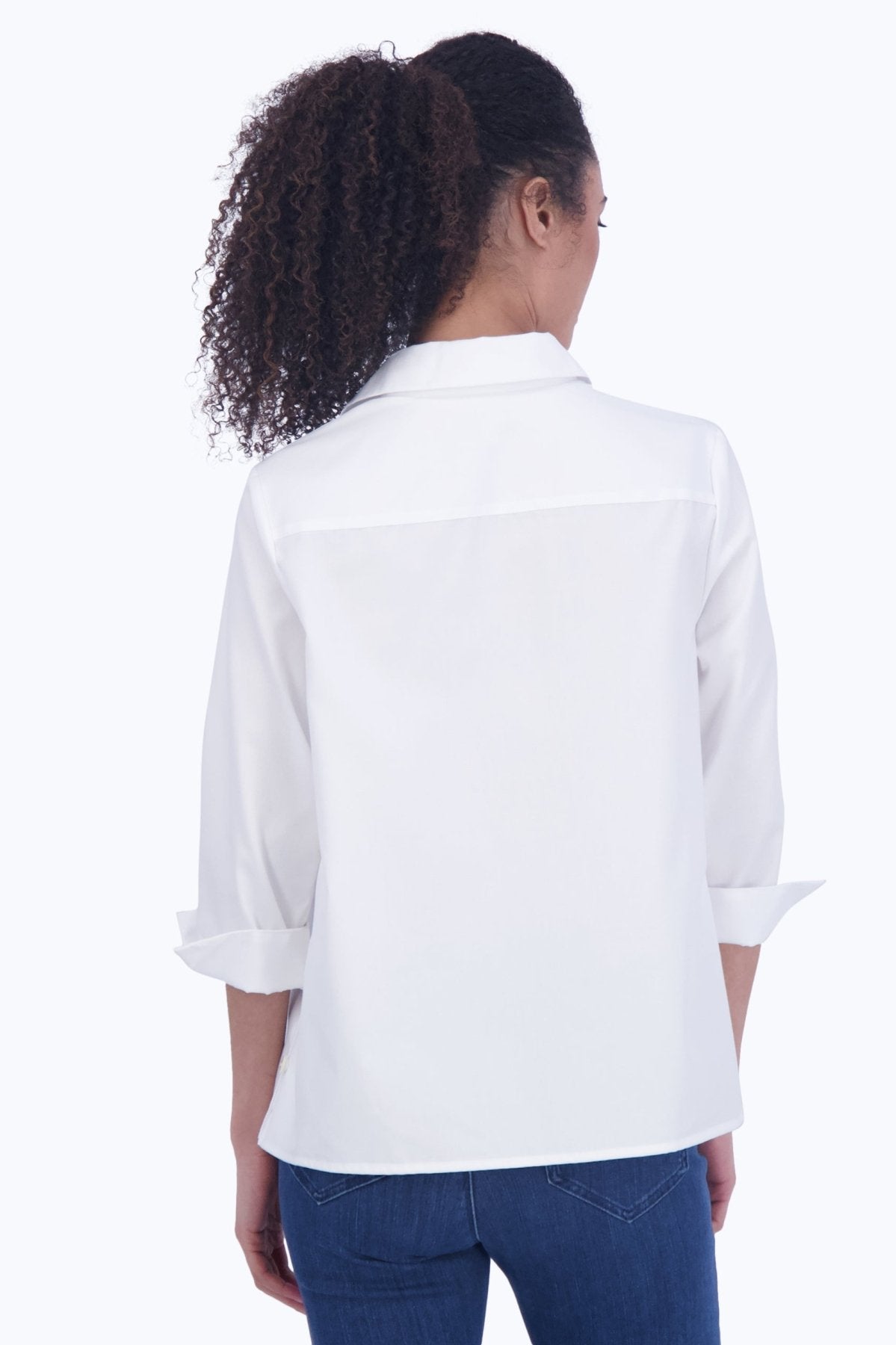 Beatrice No Iron Cavalry Twill 3/4 Sleeve Shirt for Women - Wrinkle-Free Office & Travel Blouse - Perfect for Business Casual & Professional Workwear