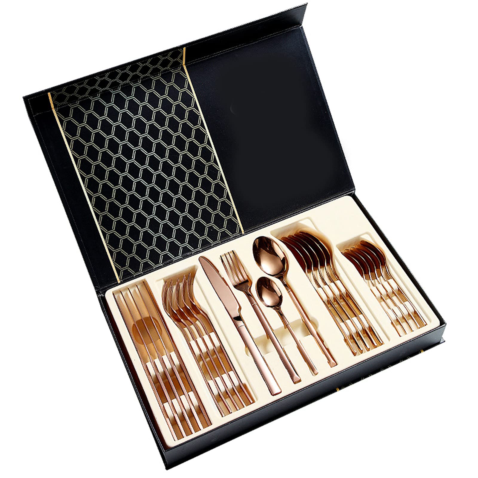 AIWKR 24-Piece Cutlery Set - Portable Stainless Steel Silverware with Travel Case | Reusable, Hand Washable Dining Utensils for Camping, Picnics, Travel & Home Use