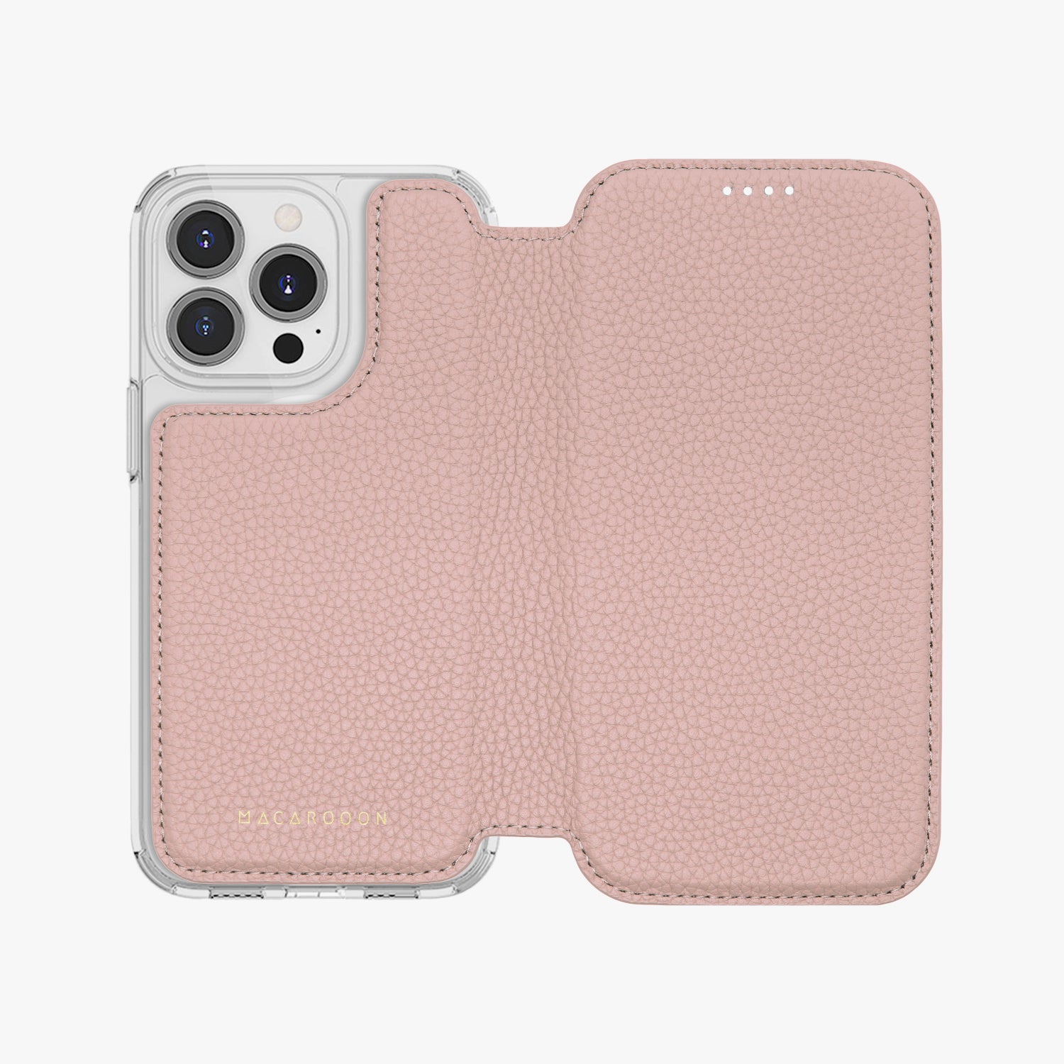 Premium iPhone 15 Pro Leather Flip Case with MagSafe - Slim Protective Cover with Clear Back for Wireless Charging | Perfect for Work, Travel & Everyday Use