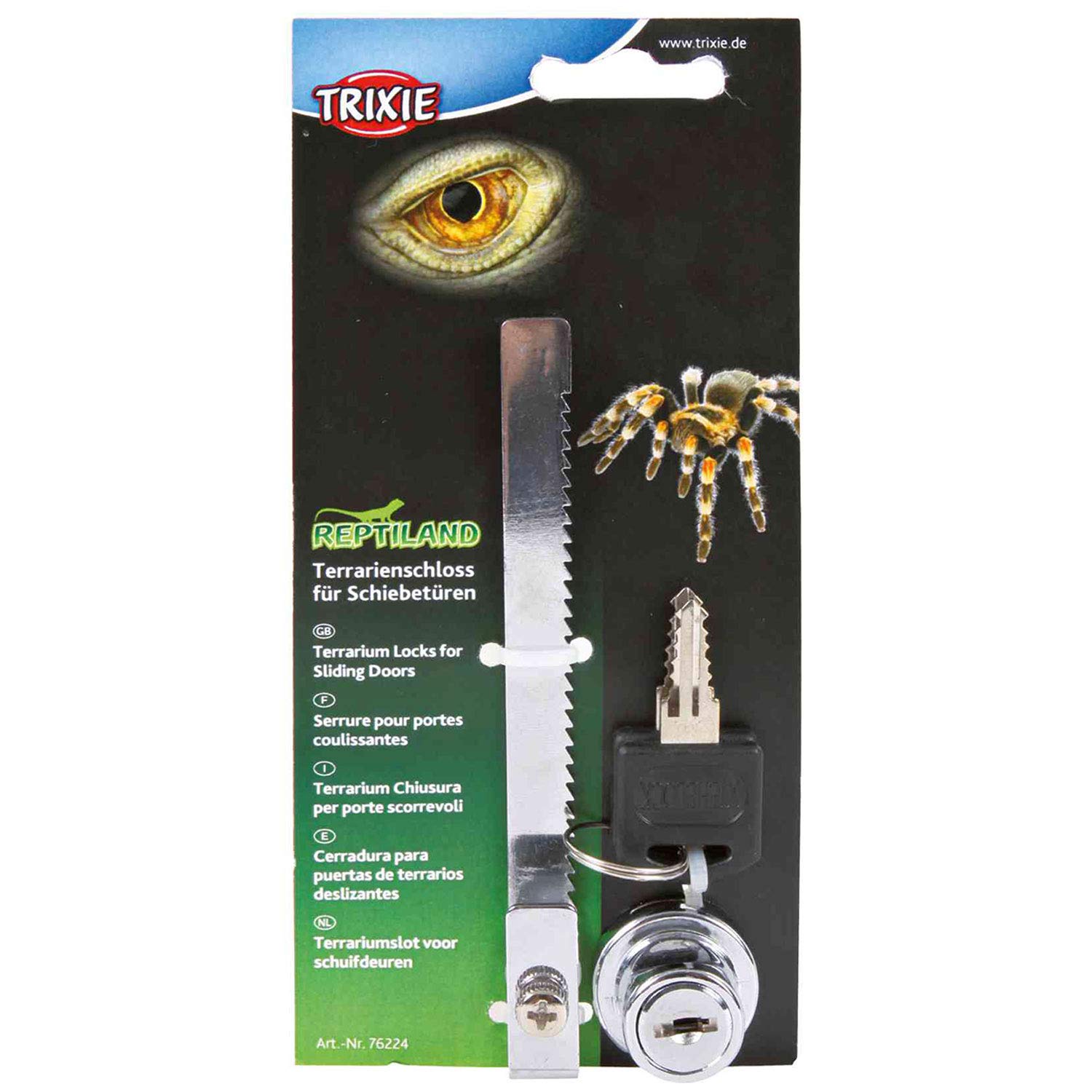 Trixie Secure Terrarium Lock for Sliding Glass Doors with Key - Perfect for Reptile Enclosures, Small Animal Cages & Pet Safety