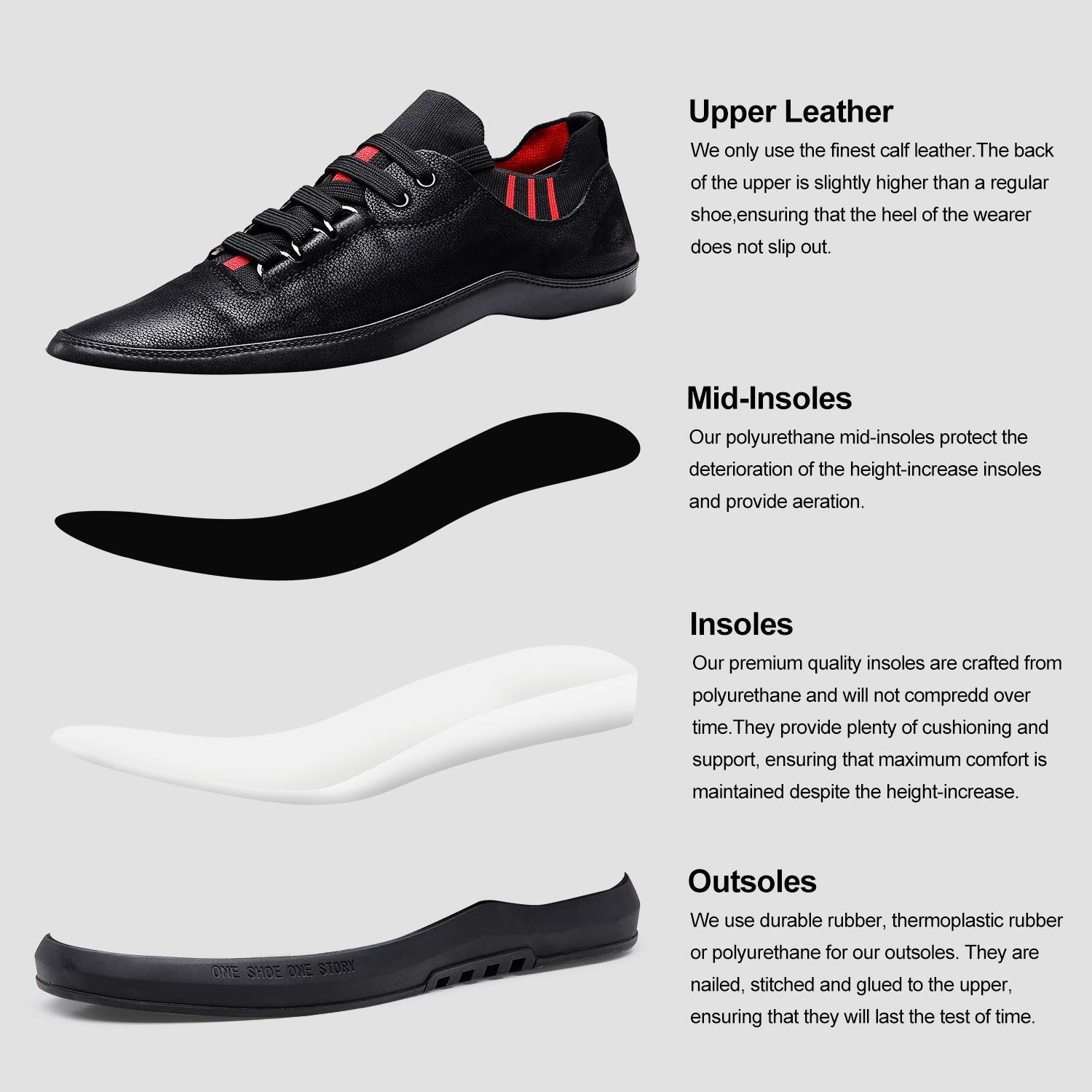 CHAMARIPA Men's Invisible Height Increasing Elevator Shoes - Comfortable Sneakers with Hidden Heel for Extra 3 Inches - Perfect for Work, Dating & Formal Occasions