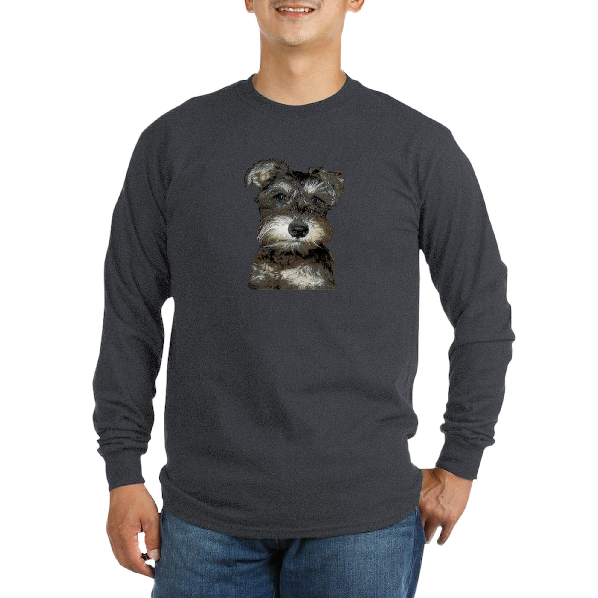 Miniature Schnauzer Long Sleeve Dark T-Shirt for Men - Comfortable Crewneck Cotton Tee - Perfect for Dog Lovers, Casual Wear & Gifts