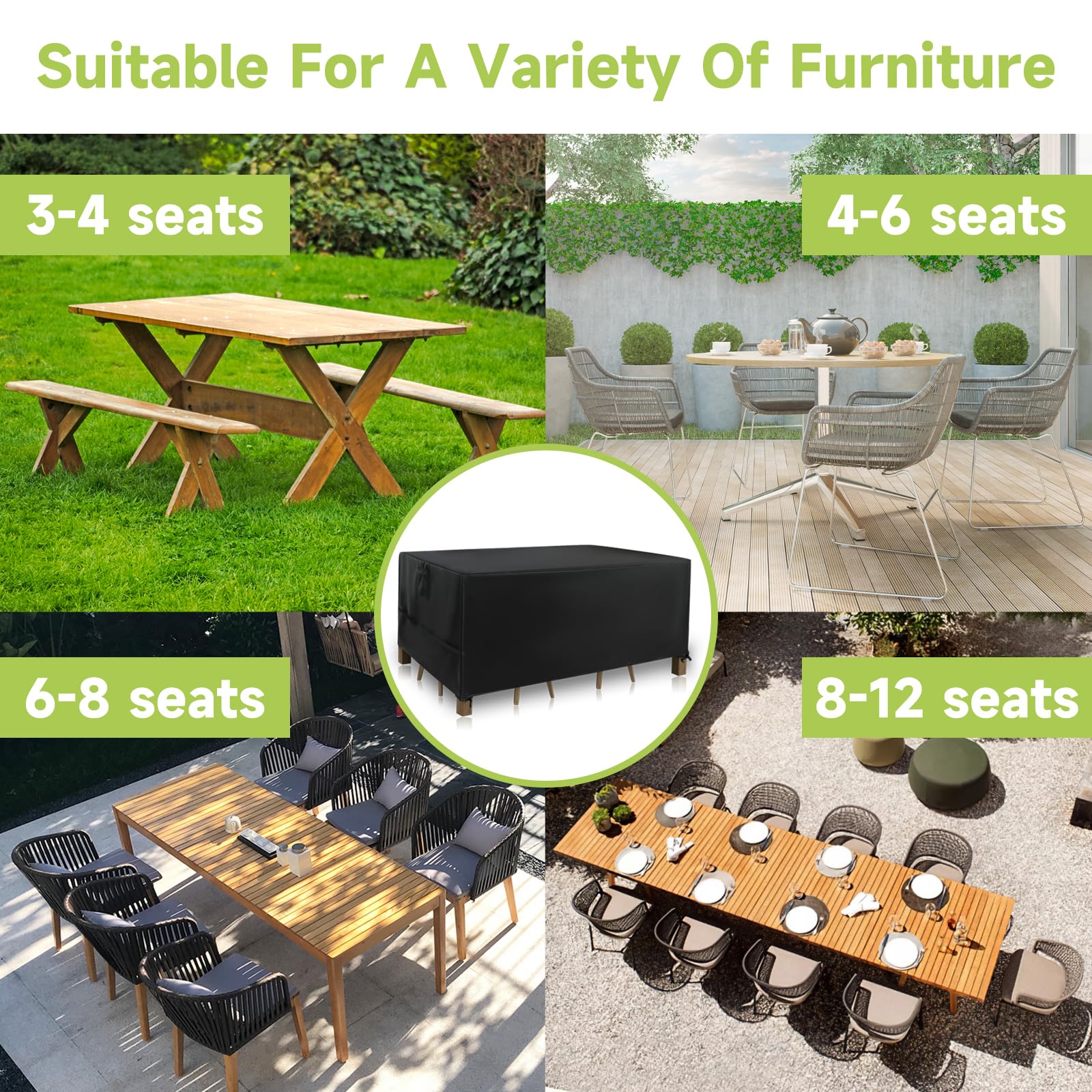 Waterproof Outdoor Patio Furniture Cover - Heavy Duty Durable Sofa & Chair Set Covers - Windproof Dustproof Protection for Table, Chairs & Outdoor Furniture - Perfect for Backyard, Deck, Garden & Poolside Use