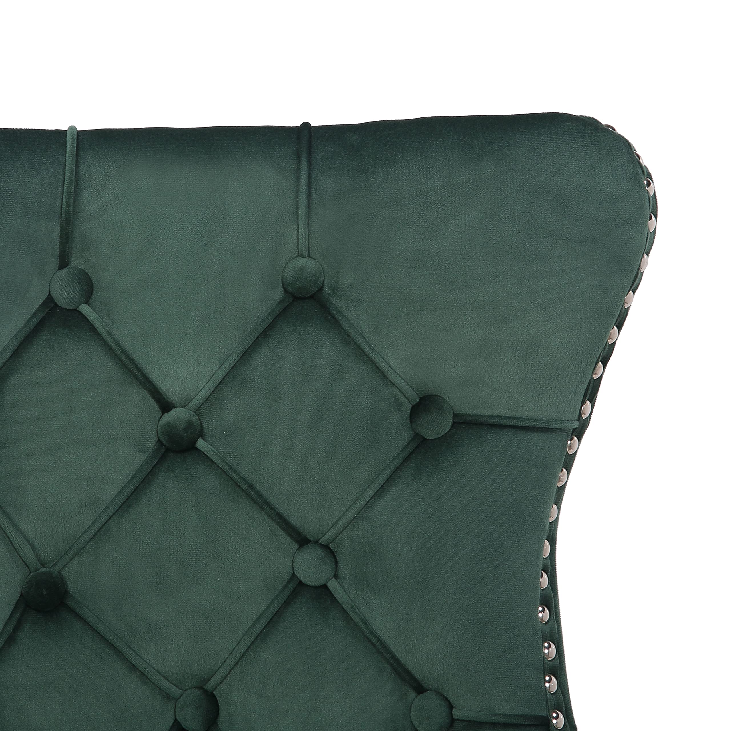 BTEXPERT Green Velvet Tufted Dining Chairs Set of 2 - High Back Upholstered Chairs with Solid Wood Frame & Nailhead Trim - Elegant Living Room, Bedroom or Coffee Shop Seating - Perfect for Dining, Lounging & Home Decor (5190-2)