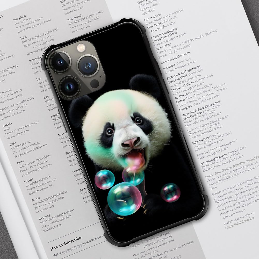 Cute Panda Blowing Bubbles iPhone 13 Pro Case - Shockproof Anti-Scratch Protective Cover with Drop Protection | Perfect for Everyday Use, Travel & Outdoor Activities