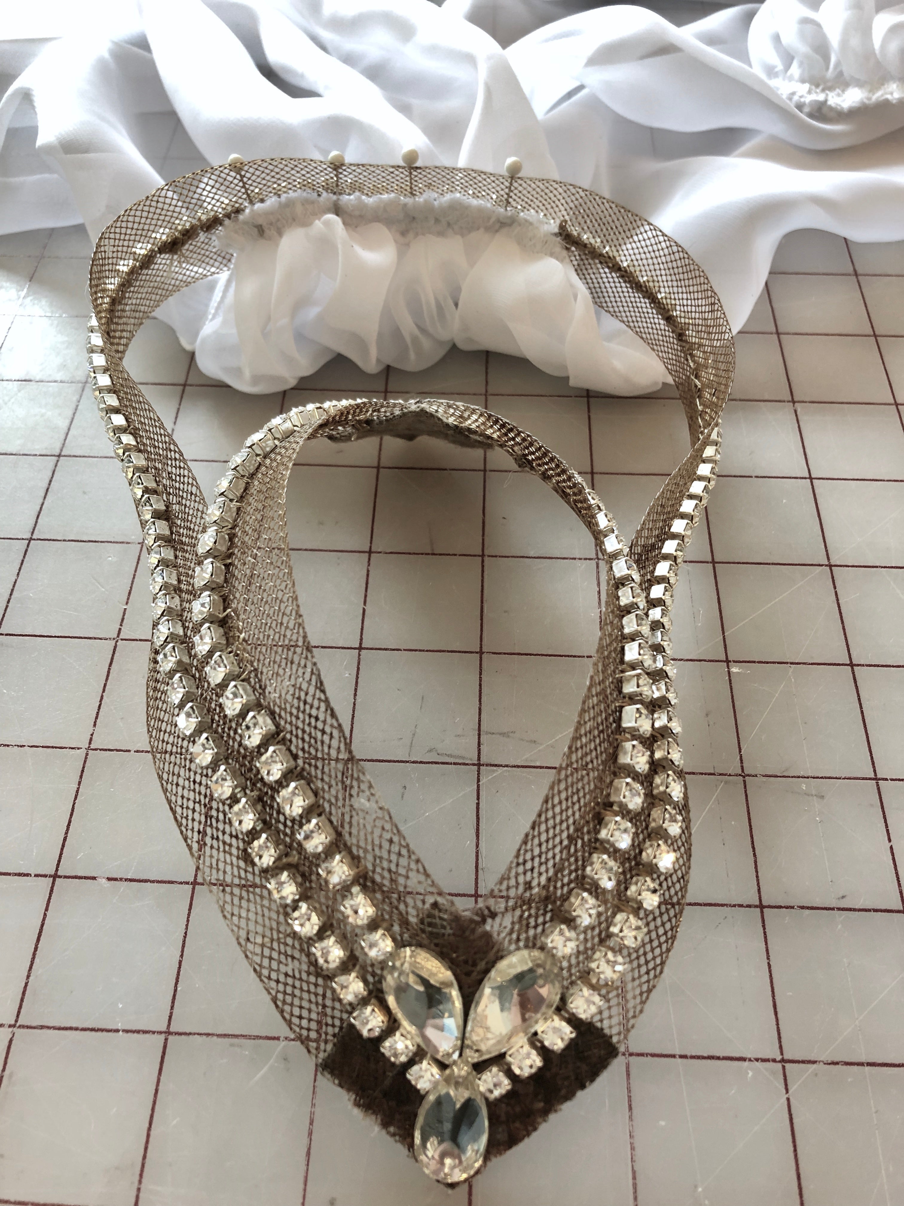 Handmade La Bayadere 'Kingdom of the Shades' Crystal Rhinestone Arm Drapes & Headpiece - Custom Ballet Dance Costume Accessories for Performances & Photo Shoots