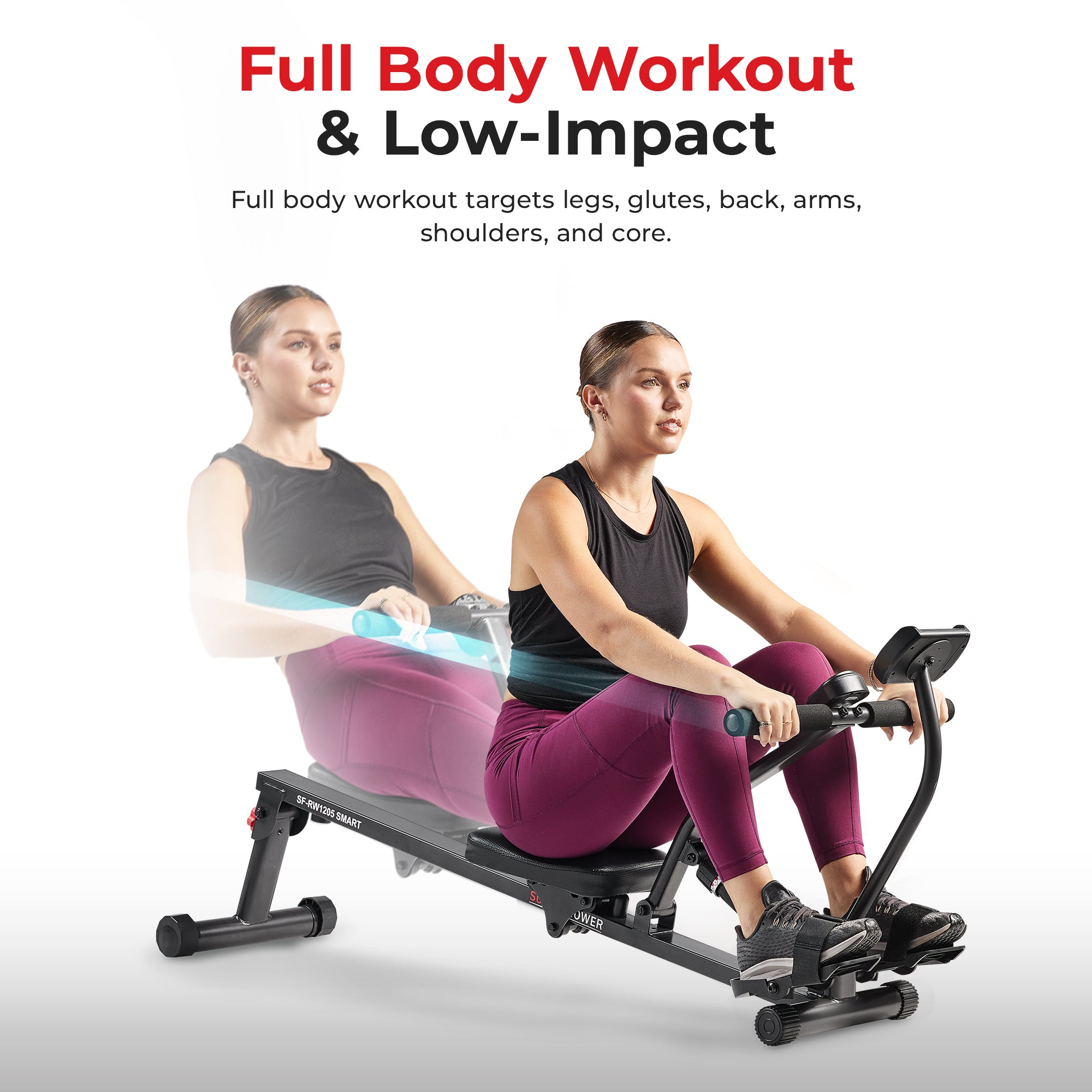 Smart Compact Hydraulic Rowing Machine with 12 Adjustable Resistance Levels - Perfect for Home Gym, Small Spaces & Full-Body Workouts