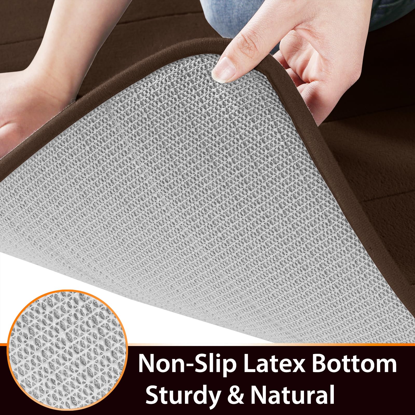 Yimobra Memory Foam Bath Mat - 24x17 Inch Non-Slip Super Absorbent Quick Dry Bathroom Rug - Soft Thick Machine Washable Shower Mat for Tub & Floor - Perfect for Bathrooms, Showers & Spa Areas (Brown)