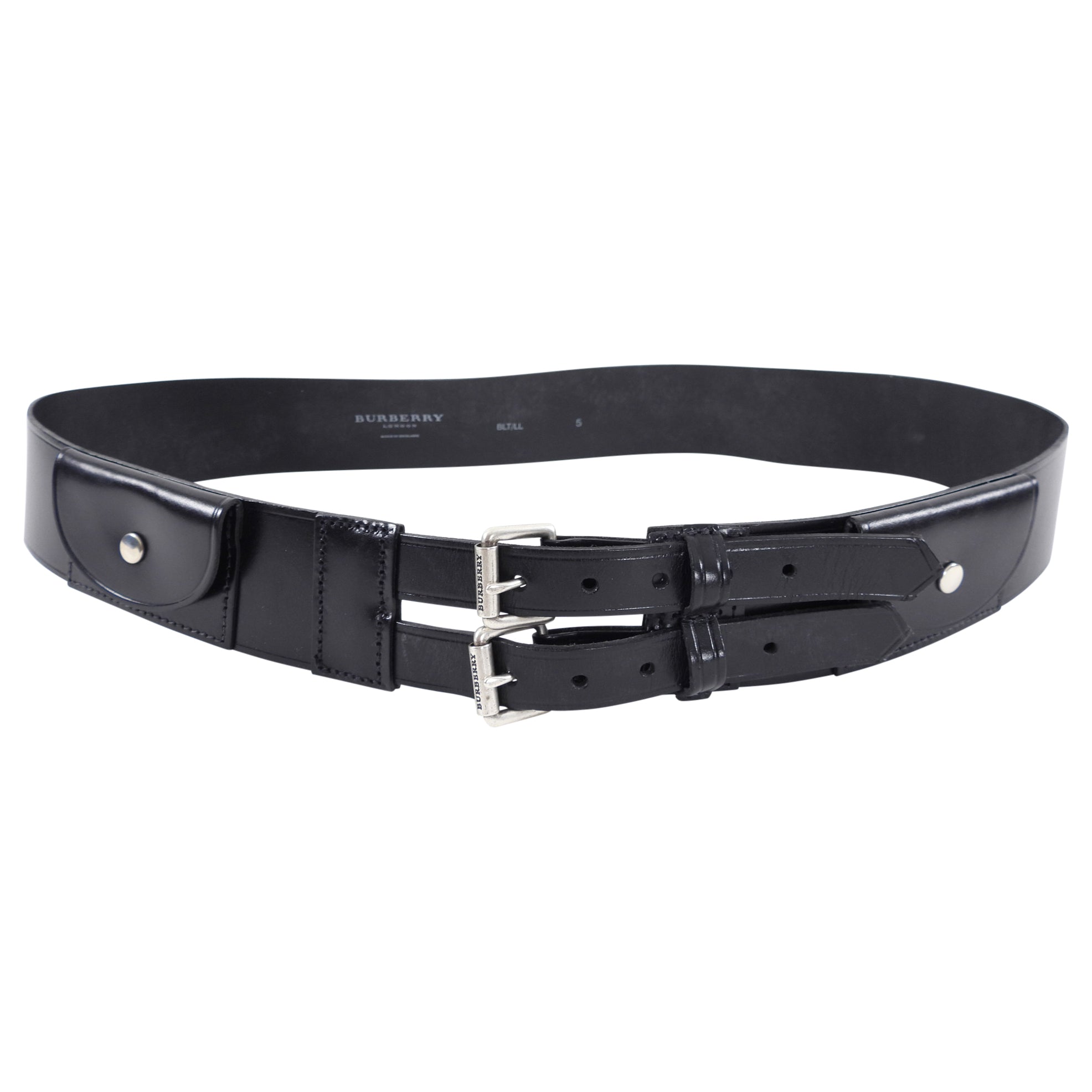 Burberry Black Leather Snap Pocket Belt for Men & Women - Stylish & Functional Waist Belt for Jeans, Pants & Dresses | Perfect for Casual, Office & Travel Outfits