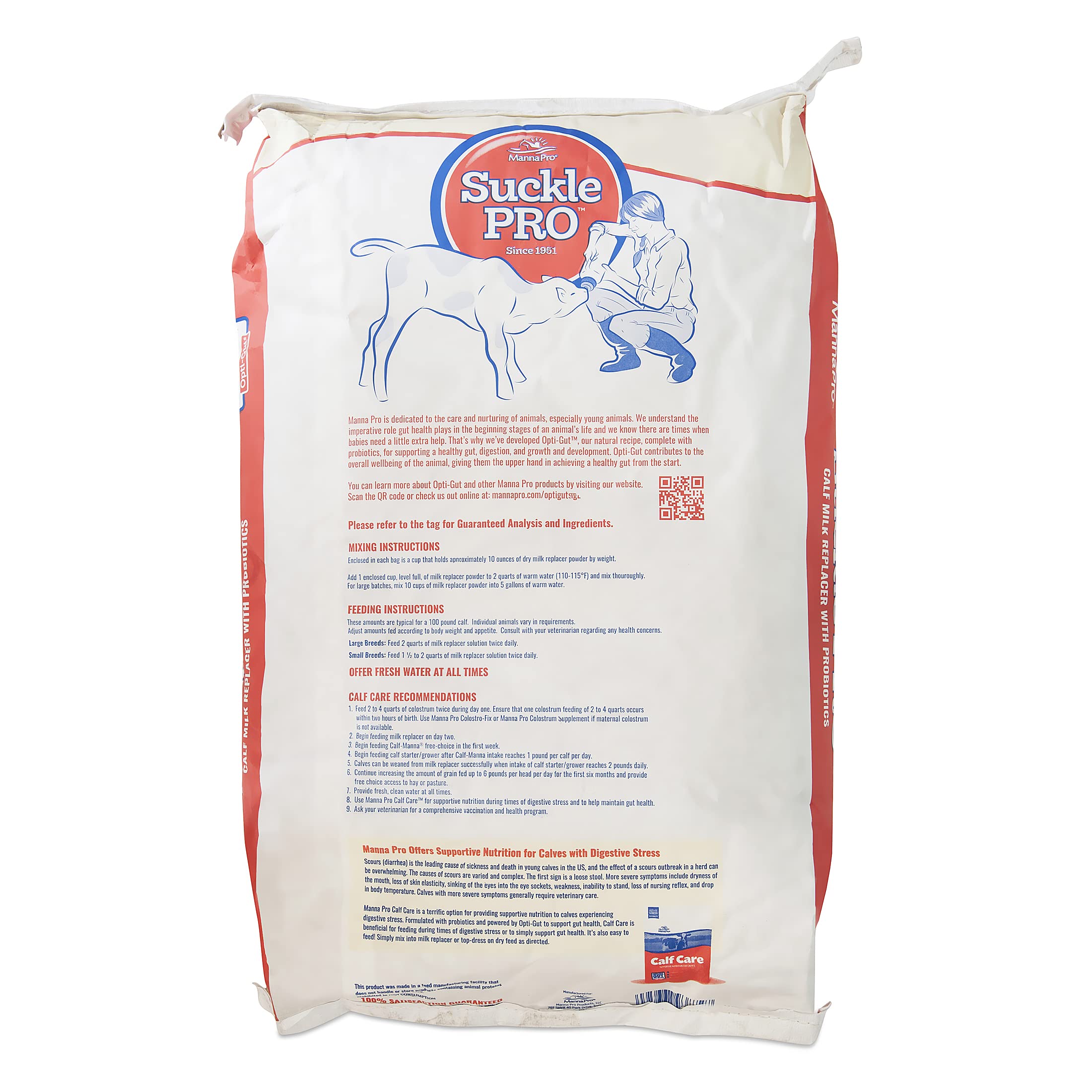 Manna Pro Suckle Pro Calf Milk Replacer - 22% High Protein with Probiotics for Healthy Calves - 40 lb Bag - Ideal for Newborn & Weaning Calves, Dairy & Beef Cattle Nutrition