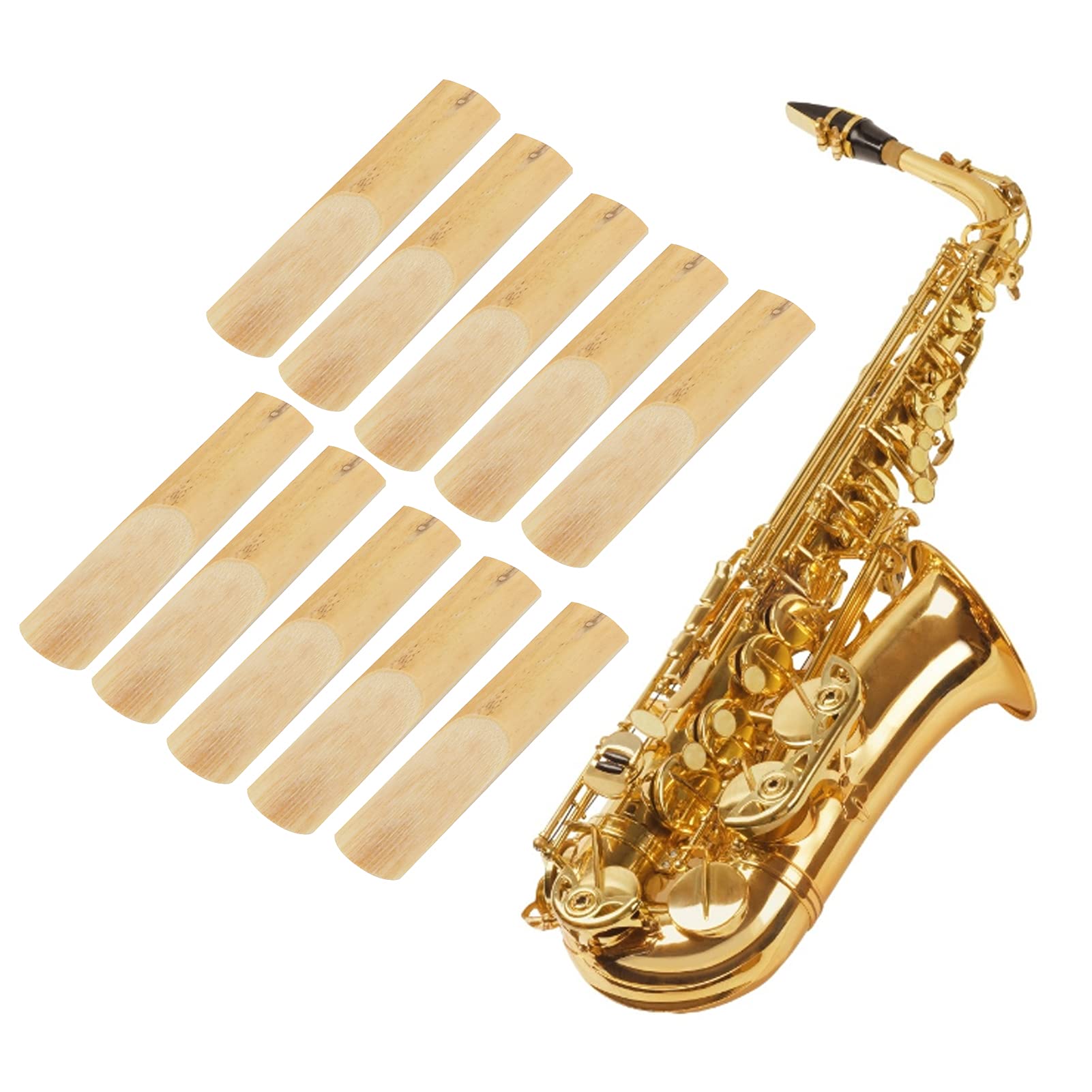 10PCs Tenor Saxophone Reeds 2.5 Strength - Premium Woodwind Instrument Accessories with Plastic Protective Case for Beginners, Educators & Students - Perfect for Practice, Performances & Music Classes