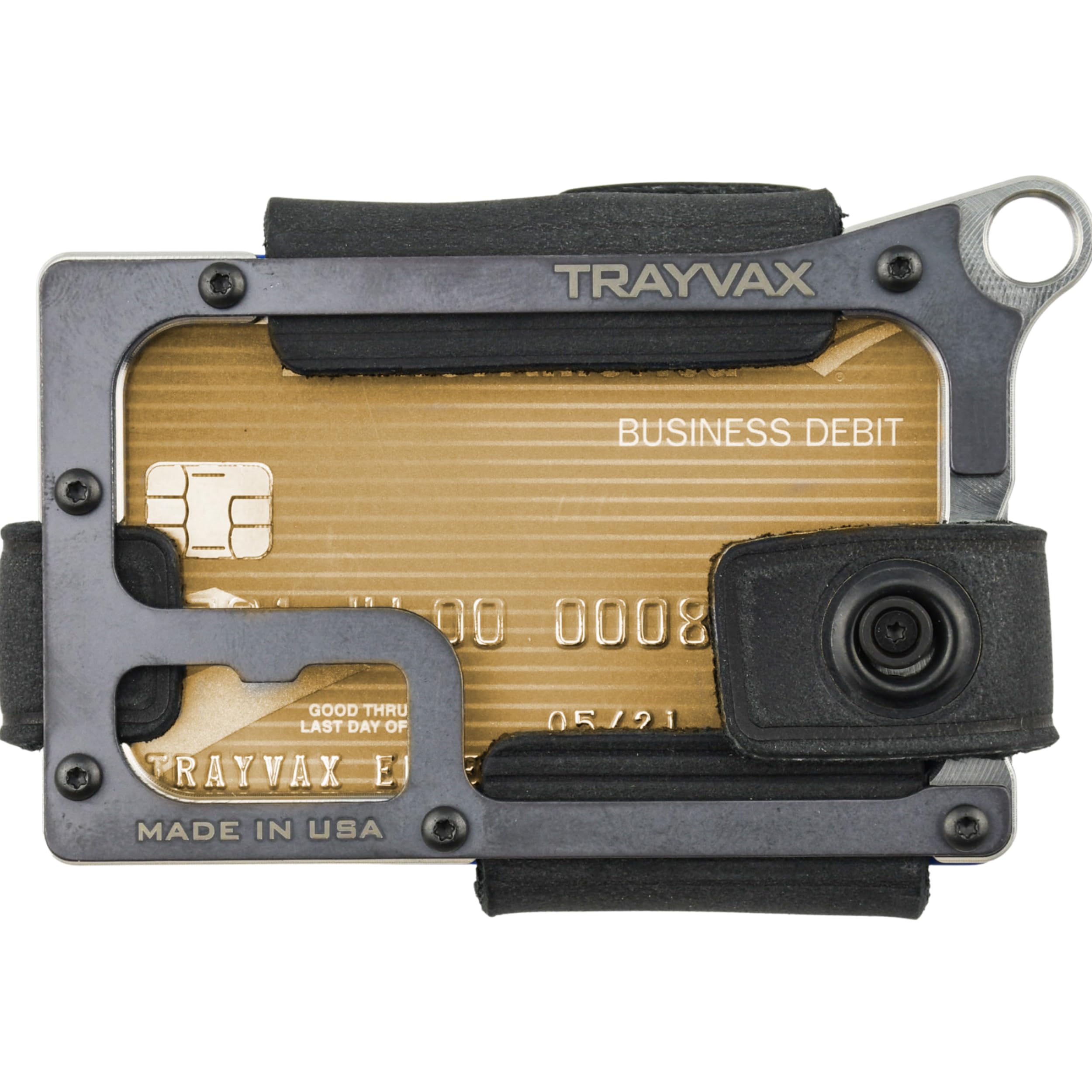 Trayvax Contour RFID Blocking Front Pocket Wallet - Slim Minimalist Leather & Metal Money Credit Card Holder for Men & Women - Raw Stealth Black - Perfect for Travel, Everyday Carry & Secure Storage