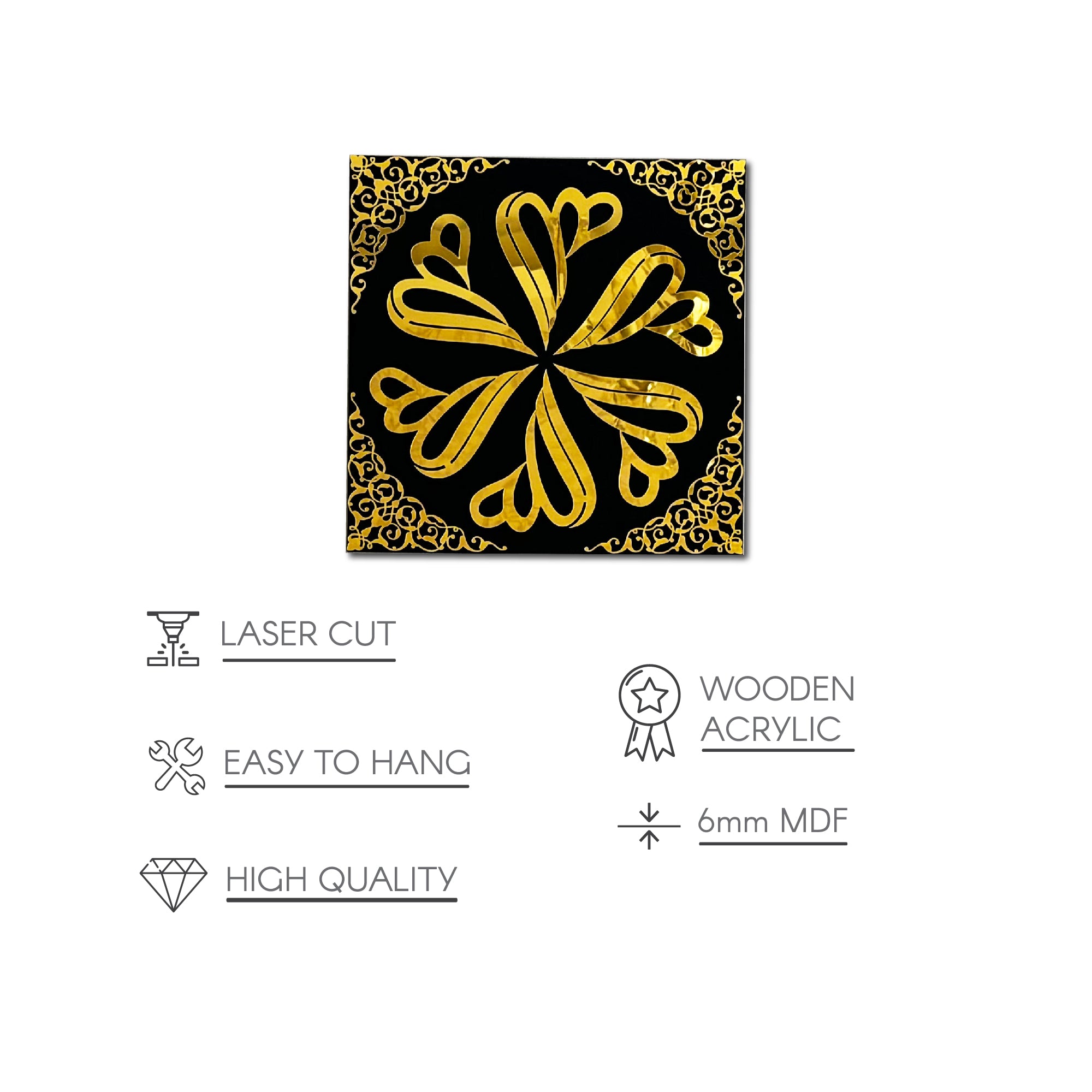 Allah (SWT) Islamic Wall Art - Handcrafted Wooden Acrylic Home Decor for Muslim Prayer Room, Mosque & Living Room - Spiritual Arabic Calligraphy Wall Hanging