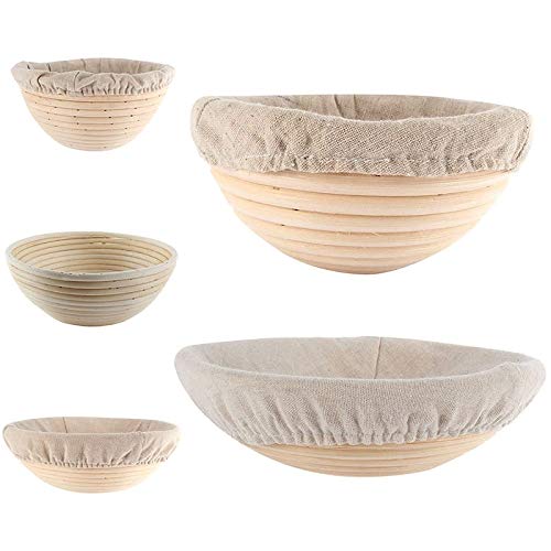 Round & Oval Banneton Proofing Basket - 25x15x8cm Rattan Bread Baking Basket with Linen Liner for Sourdough, Artisan Bread & Pastry Dough Fermentation - Perfect for Home Bakers & Professional Bakeries