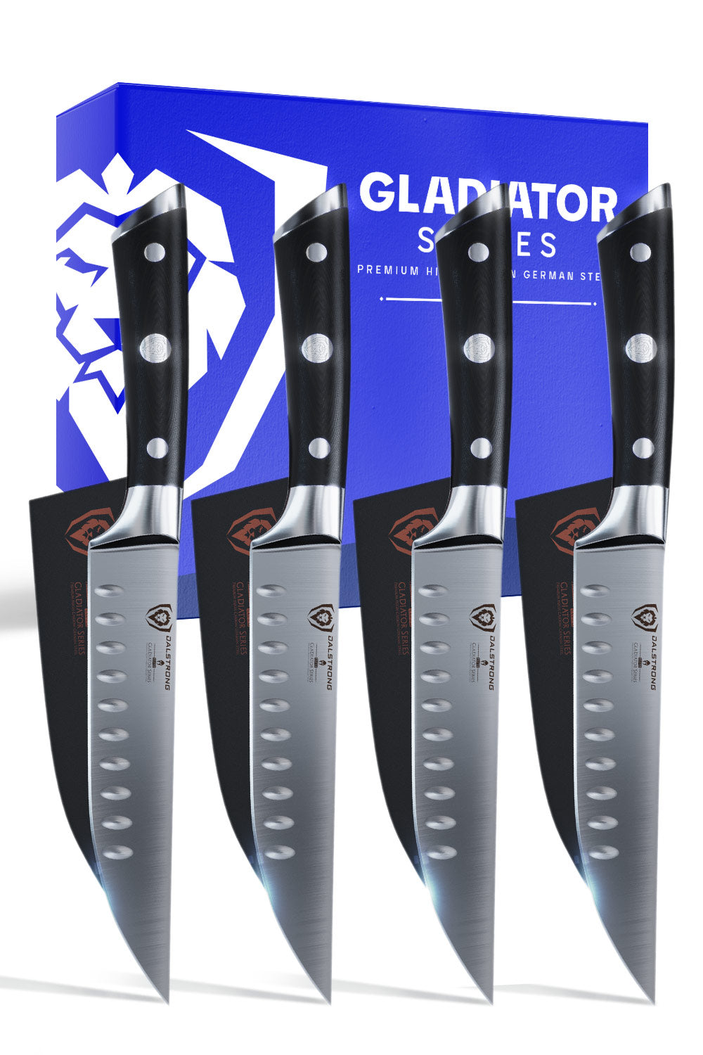 4-Piece Straight Edge Steak Knife Set - Gladiator Series - NSF Certified Professional Kitchen Knives - Dalstrong © - Perfect for Steak Dinners, BBQ Parties & Fine Dining