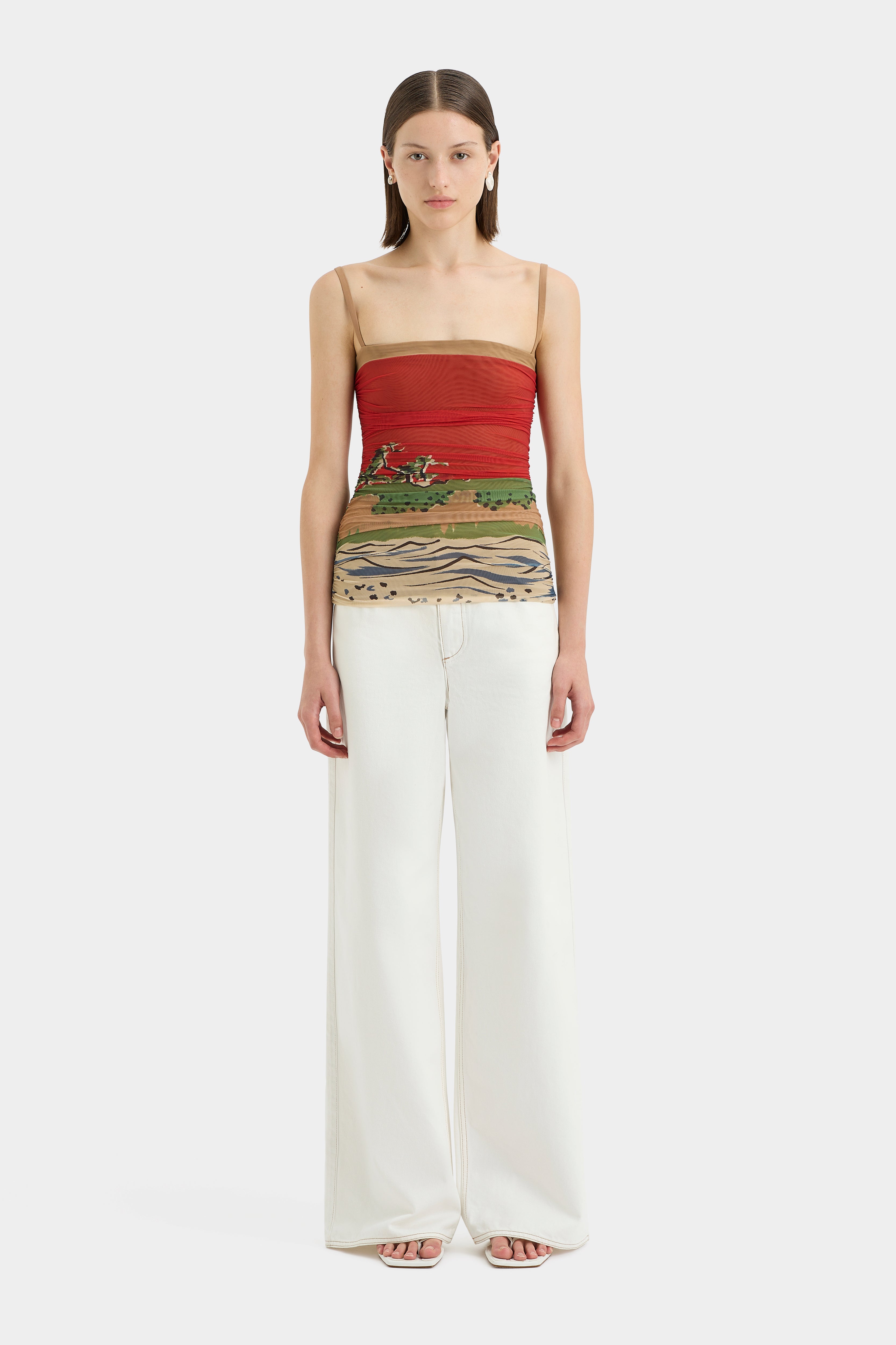 Redwood Ruched Cami Top for Women - Stretchy Sleeveless Tank with Adjustable Straps - Perfect for Layering, Casual Outfits & Summer Wardrobe