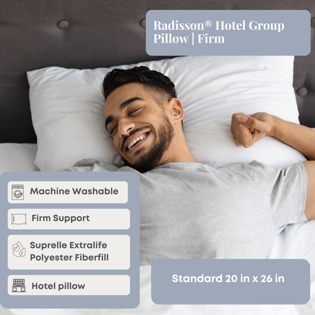 Radisson® Hotel Group Firm Pillow - Premium Hotel Quality Pillow for Back and Side Sleepers - Perfect for Home, Travel, and Guest Rooms