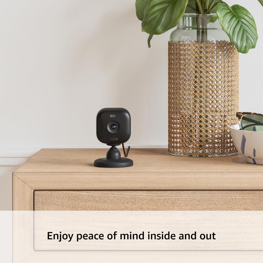 Blink Mini 2 (Newest Model) Weatherproof Security Camera with HD Video, Motion Detection & Built-in Spotlight - Indoor/Outdoor Home Monitoring & Pet Camera System - Includes 2 Black Cameras & Weather Resistant Adapter - Perfect for Home Security, Baby Monitoring & Property Surveillance