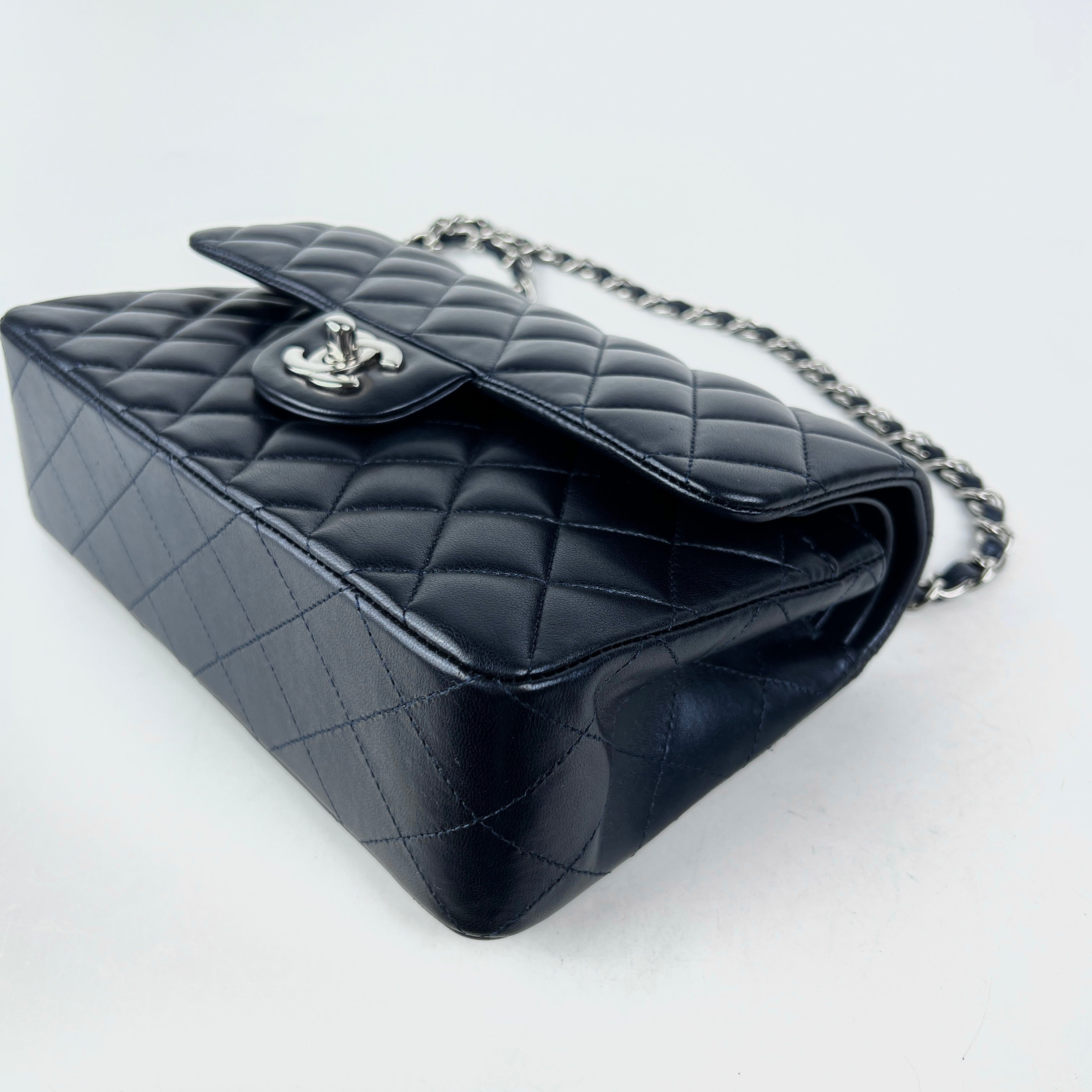 Chanel Small Double Classic Flap Bag in Metallic Navy Blue - Luxury Crossbody Purse for Women, Perfect for Evening Events & Date Nights