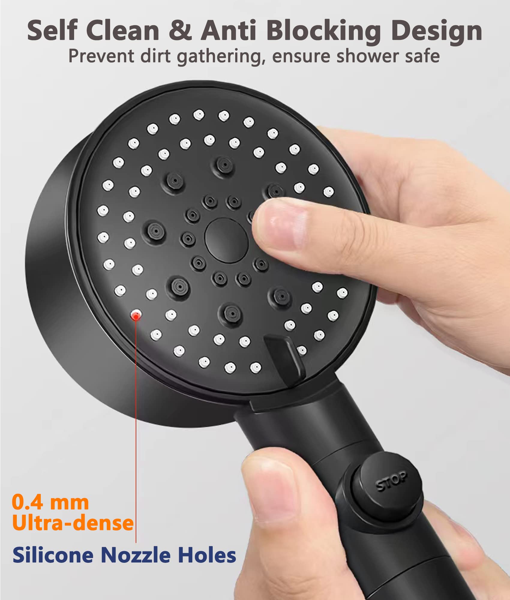 Filtered Shower Head with Minerals - 5 Spray Modes High Pressure Water Filter for Hard Water | Spa Shower Head with Softener | Reduces Dry Itchy Skin | Includes 4 PP-Cotton Replacement Filters | Perfect for Bathroom, Spa & Sensitive Skin Care