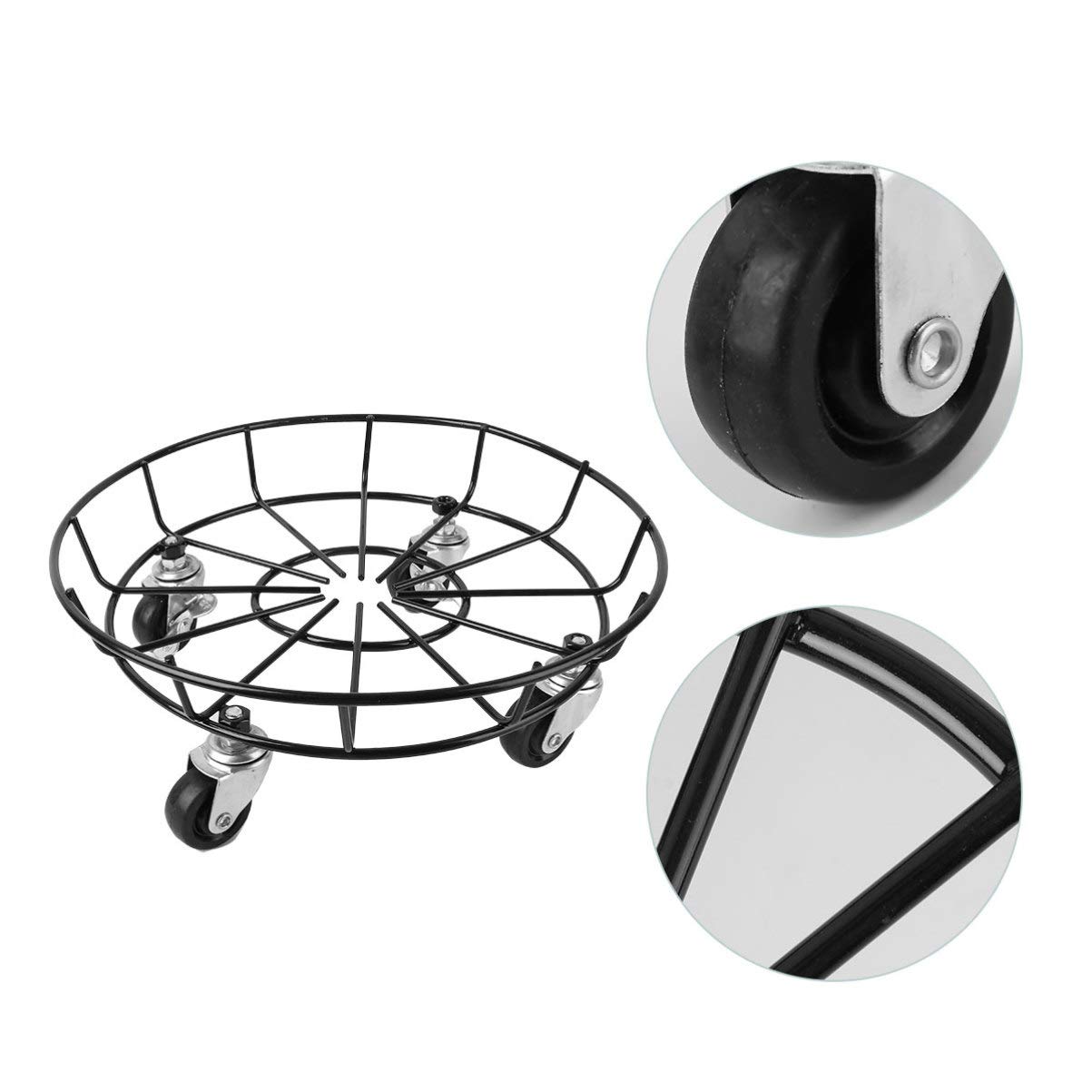 Iron Flower Pot Stand with Wheels - Heavy Duty Plant Holder & Mover for Indoor/Outdoor Potted Plants - Perfect for Decorative Plant Coasters, Garden Decor & Easy Mobility