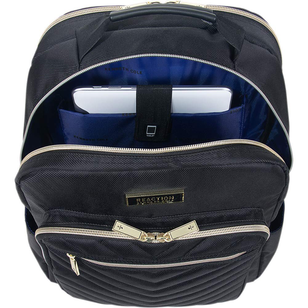 Kenneth Cole REACTION Women's Chelsea Chevron 15 Inch Laptop Tablet Backpack Navy Blue - Stylish Work Commute Travel & College School Bag for Women