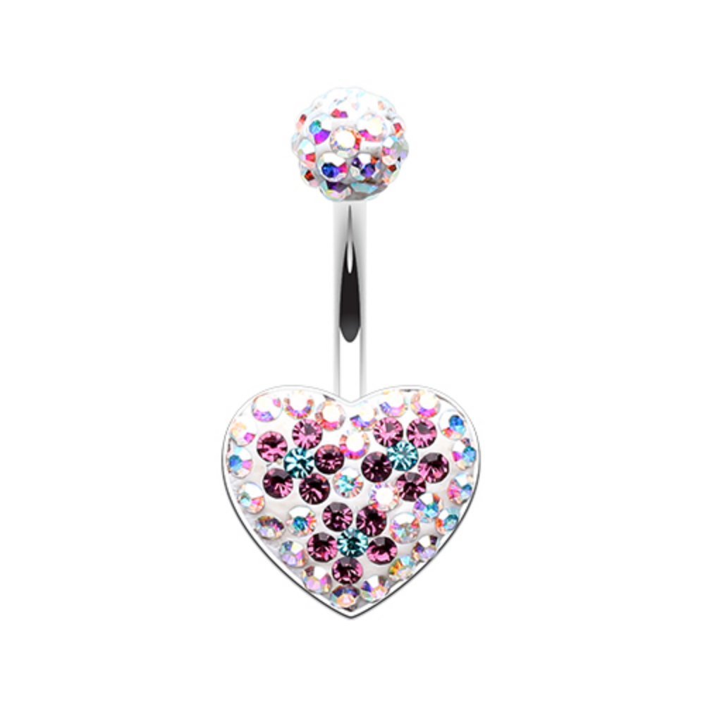 Covet Jewelry Blossom Aurora Heart Belly Button Ring - Elegant Multi-Sprinkle Dot Design for Women | Perfect for Piercings, Parties & Summer Fashion