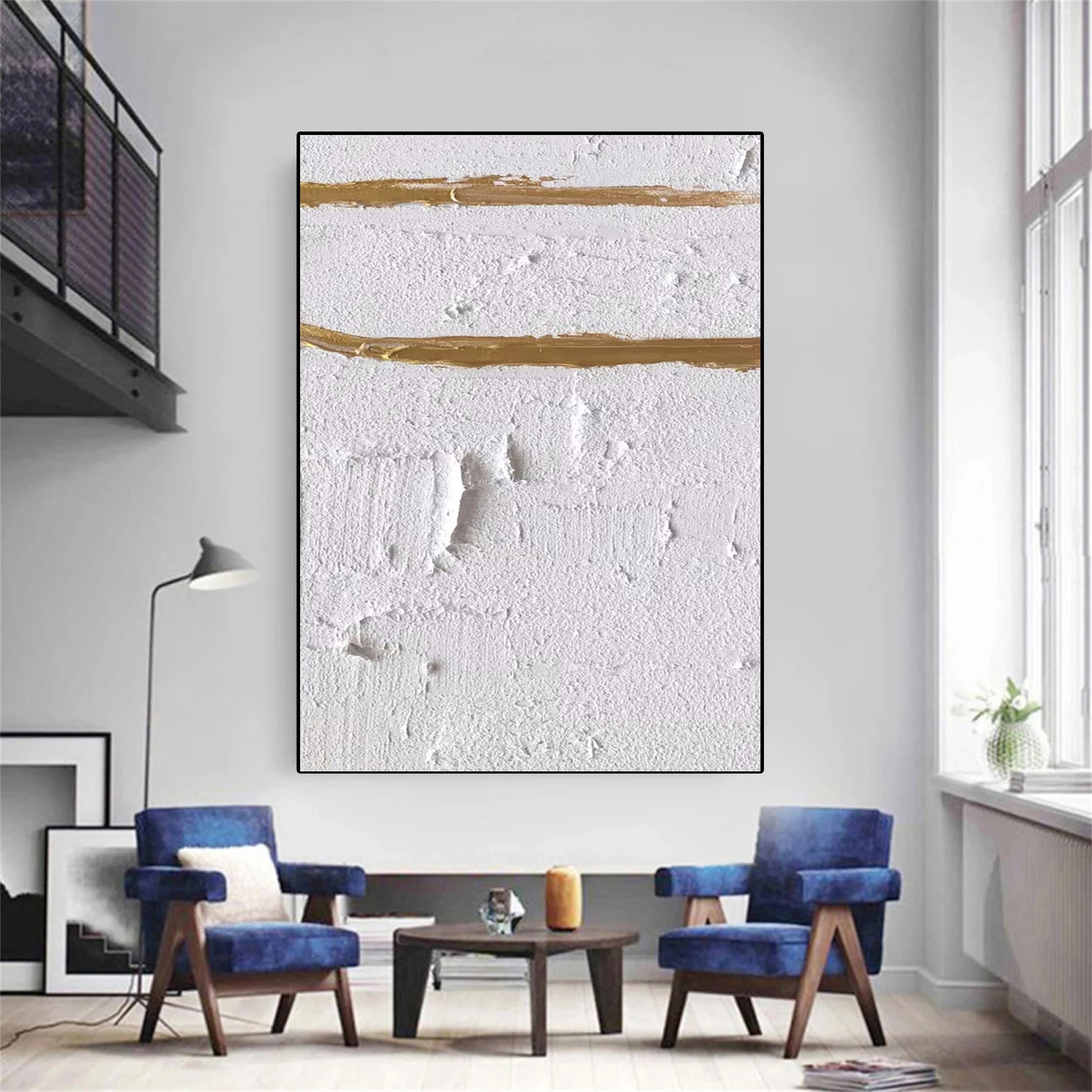 White Minimalist Textured Painting Canvas - Premium Abstract Wall Art for Modern Home Decor | Perfect for Living Room, Bedroom & Office | #MM140