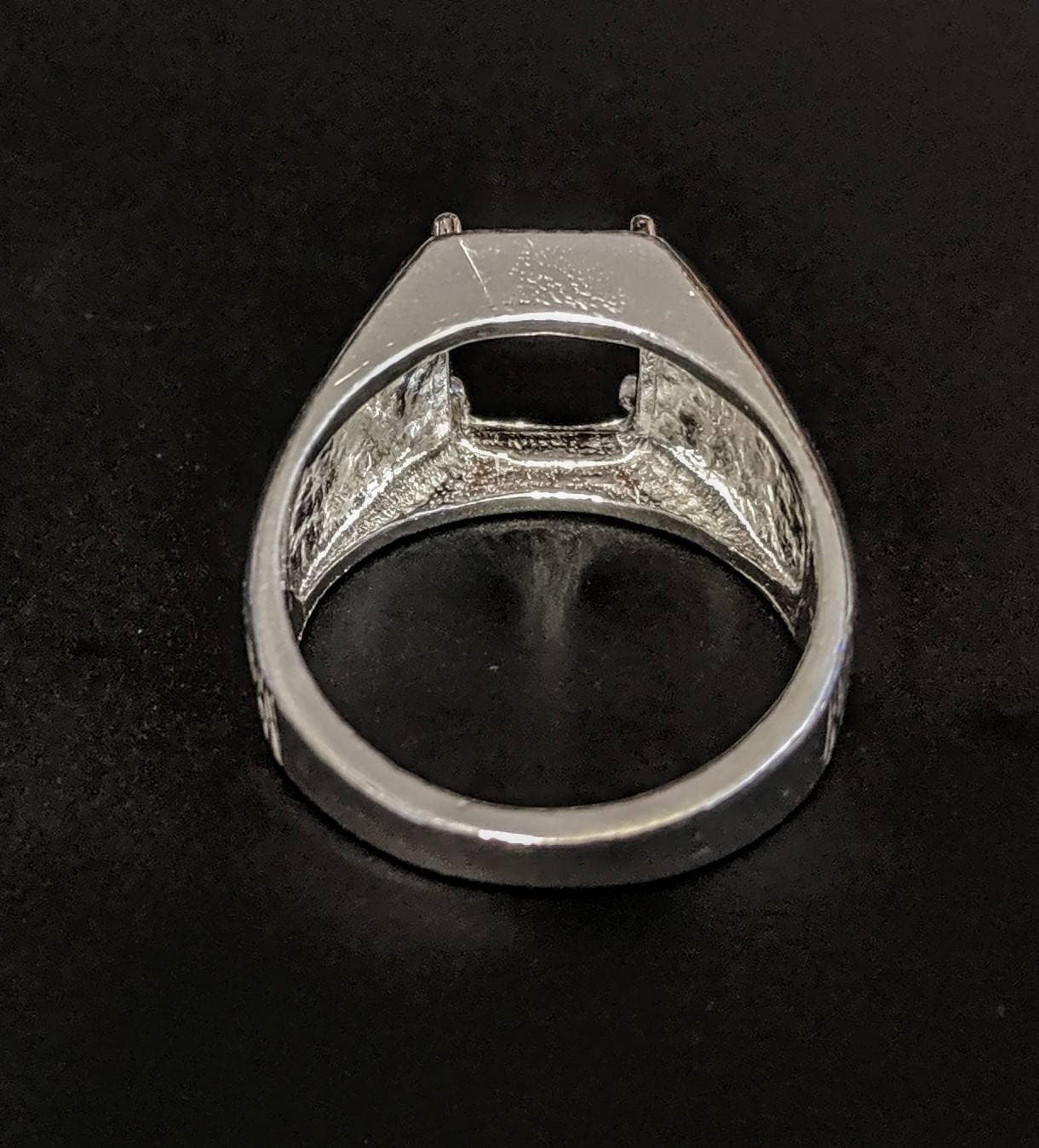 10x8mm & 11x9mm Emerald Cut Sterling Silver or 10K Gold Men's Ring Size 10 - Pre-Notched Blank Shank Setting (163 323/143 323) - Perfect for Wedding Bands, Engagement Rings & Jewelry Making