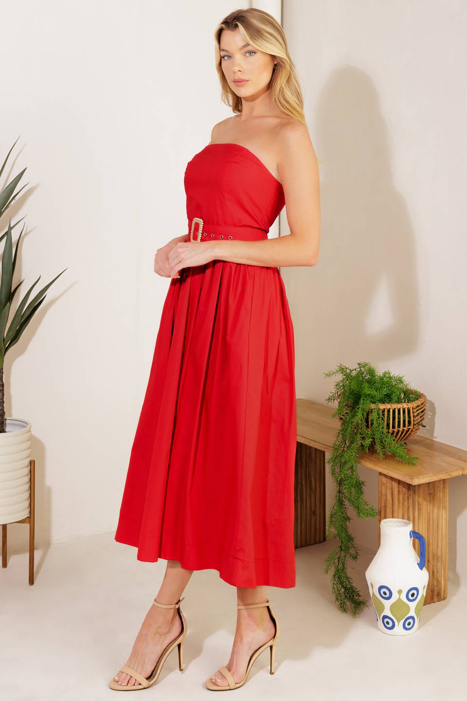 DAYS THAT FADE Woven Midi Dress - Flowy Boho Summer Dress for Women, Beach Wedding Guest Outfit