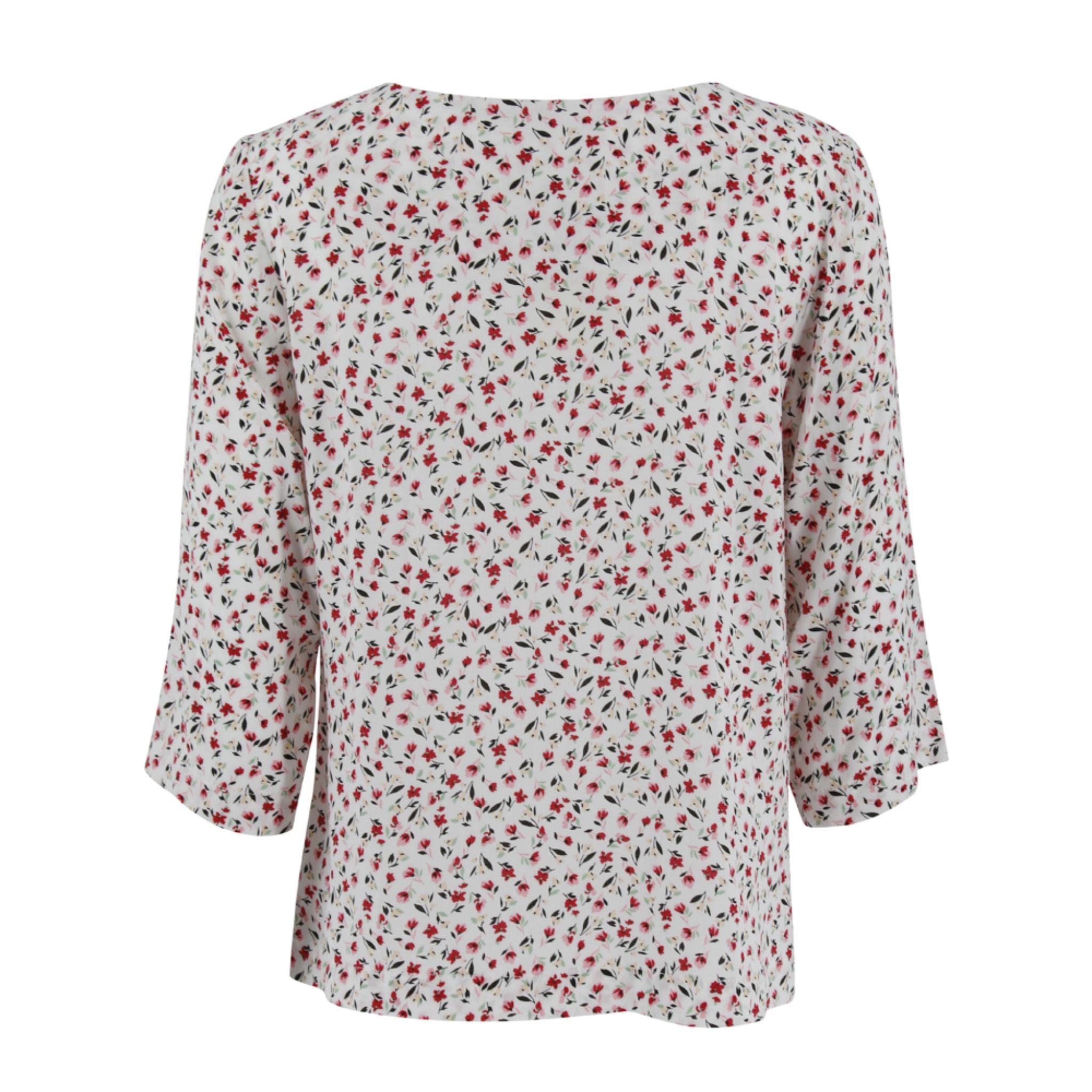 ENRO Mix Fabric Loop Button Down 3/4 Sleeves Blouse with Stylish Prints - Perfect for Office Wear, Casual Outings & Spring Fashion