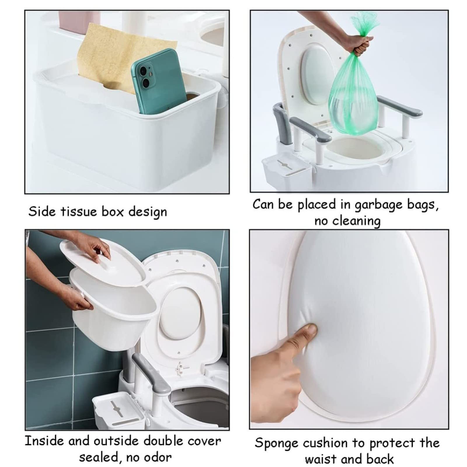 LXBH Heavy Duty Bariatric Commode Chair 500 lbs Capacity - Extra Wide Bedside Toilet with Padded Seat & Back Support - Stand Alone & Over-The-Toilet Commode (White/Gray) - Ideal for Elderly Care, Post-Surgery Recovery & Home Healthcare