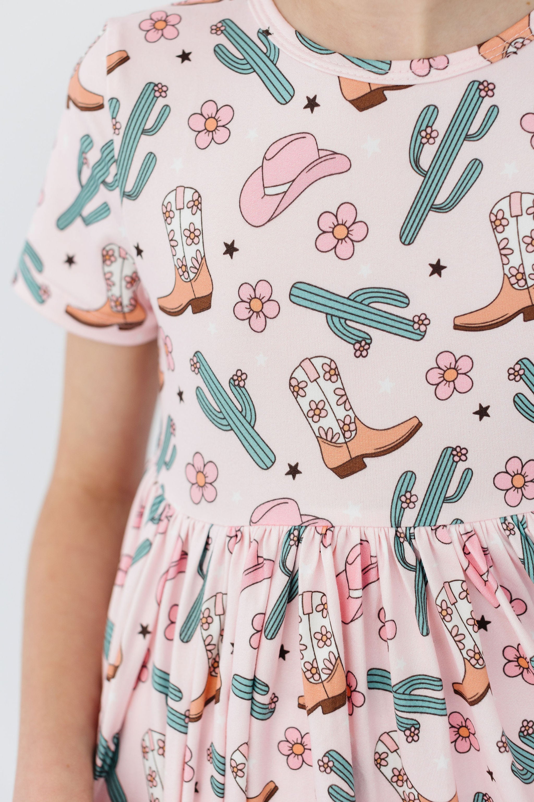 Cactus Cowgirl Short Sleeve Pocket Twirl Dress - Western Summer Dress for Women, Perfect for Country Music Festivals & Outdoor Adventures