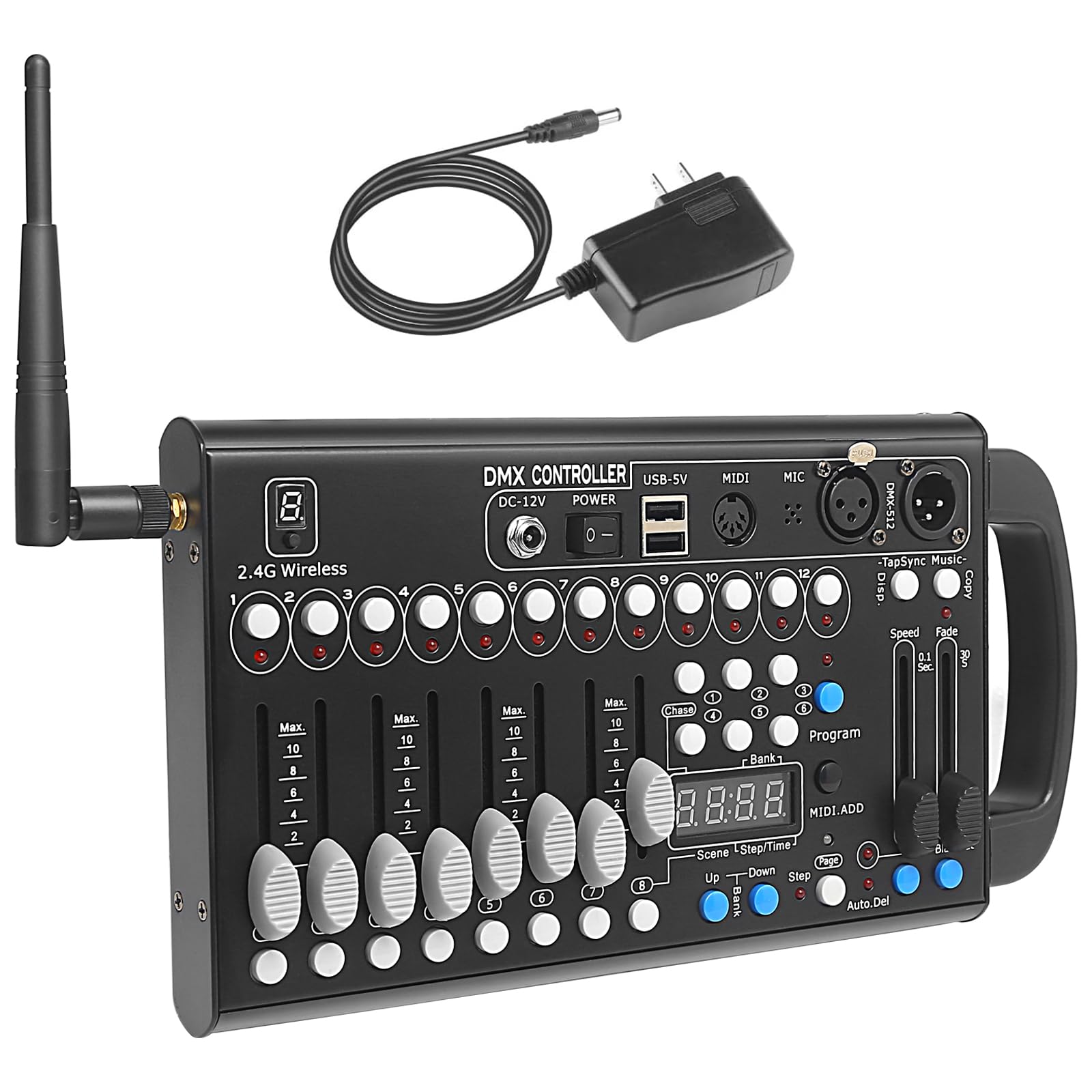 192-Channel Wireless DMX Controller with MIDI - Portable DMX512 Lighting Control Board for DJ & Stage Lights | Perfect for Live Shows, Concerts, and Nightclubs