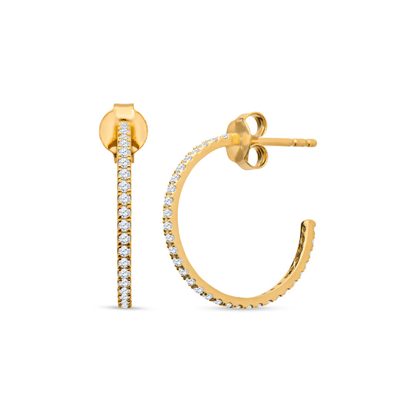14K Gold Hoop Earrings with Genuine White Diamonds - Elegant Dangle Earrings for Women, Perfect for Weddings, Parties & Everyday Luxury