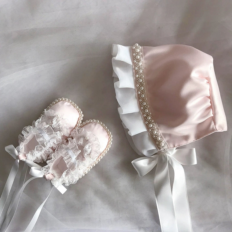 Baby Pearl Soft Hat and Shoes Set for Newborns - Cute & Comfortable Infant Outfit for Photos, Parties, and Everyday Wear
