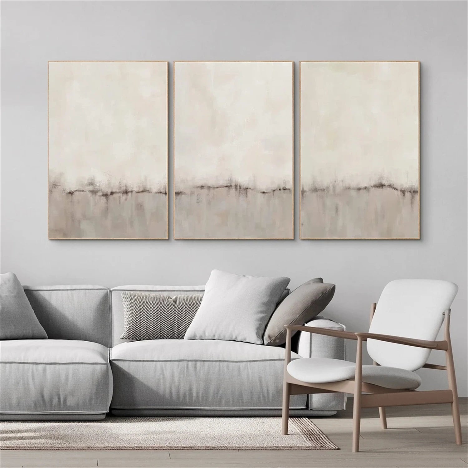 Abstract Tranquility Wall Art Set of 3 - Modern Canvas Paintings for Home & Office Decor - Perfect for Living Room, Bedroom, or Workspace