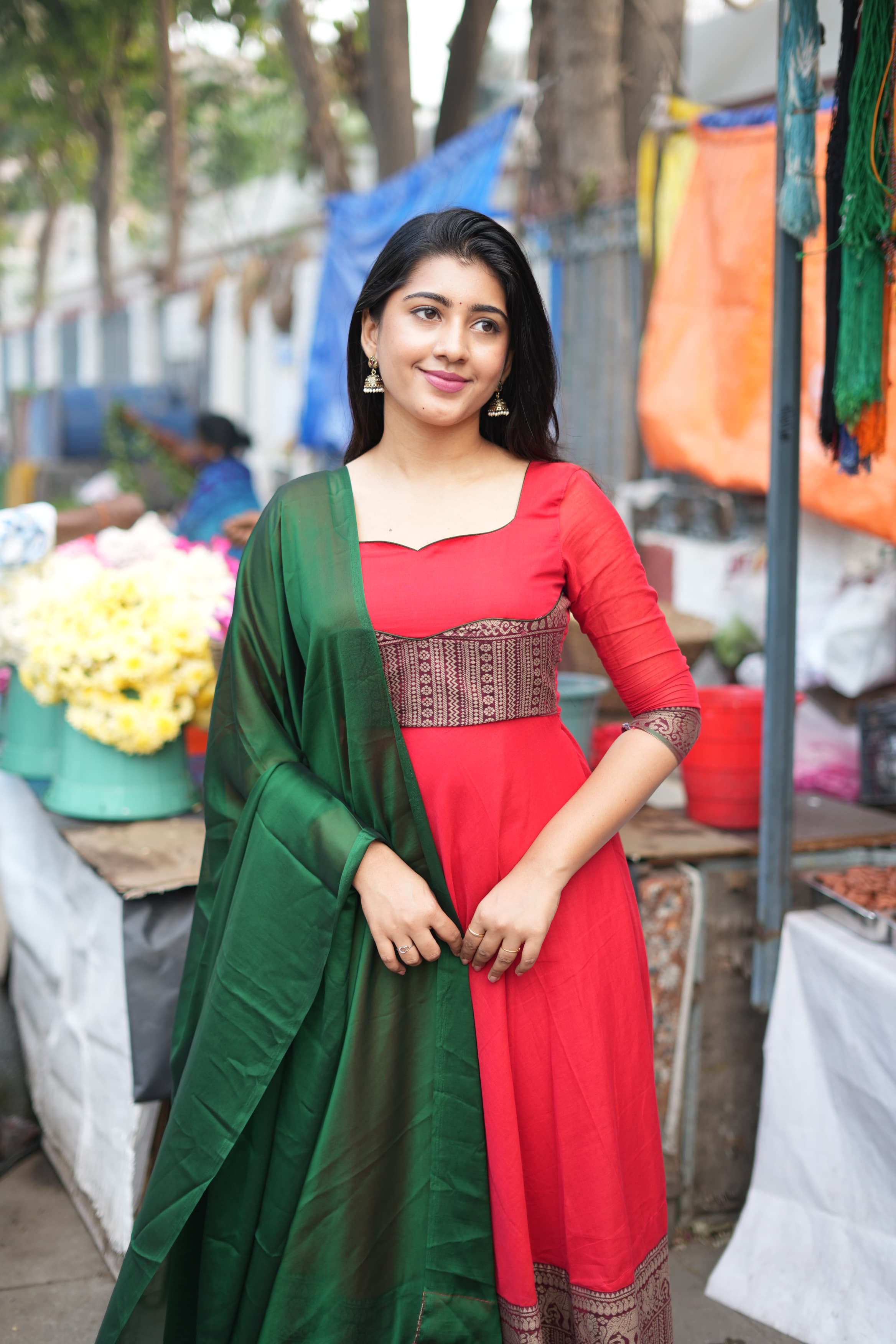 DD693 Padmaja Series 2 Pure Cotton Anarkali Dress - Elegant Indian Ethnic Wear for Women, Perfect for Festivals, Weddings & Special Occasions