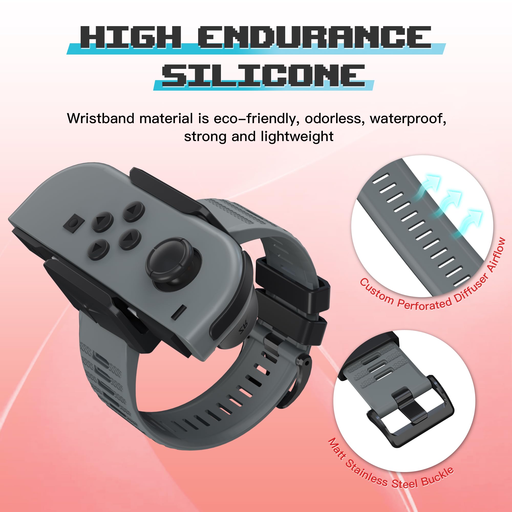 Narati Adjustable Silicone Wrist Bands for Nintendo Switch Joy Cons & OLED Model - Compatible with Just Dance 2021-2025 - 2 Pack for Adults & Kids - Perfect for Gaming, Fitness & Dance Workouts