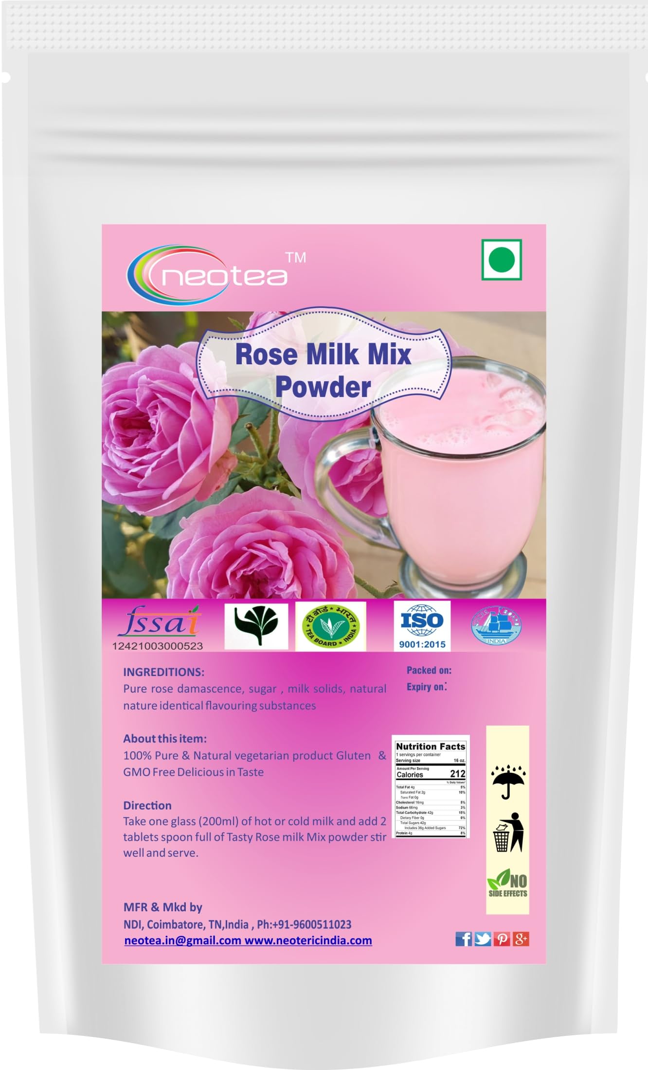 Neotea Rose Milk Mix Powder 1kg - Premium Instant Rose Milk Tea Powder for Bubble Tea, Iced Tea & Desserts - Great for Home, Cafes & Restaurants