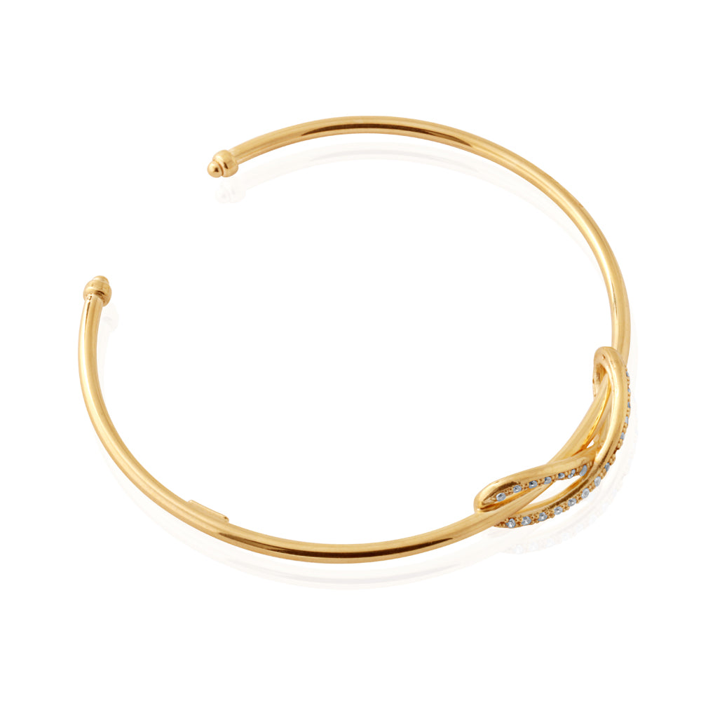 9ct Gold Silver-Filled Infinity Cuff Bangle Bracelet for Women - Elegant Jewelry Gift for Anniversary, Wedding & Everyday Wear