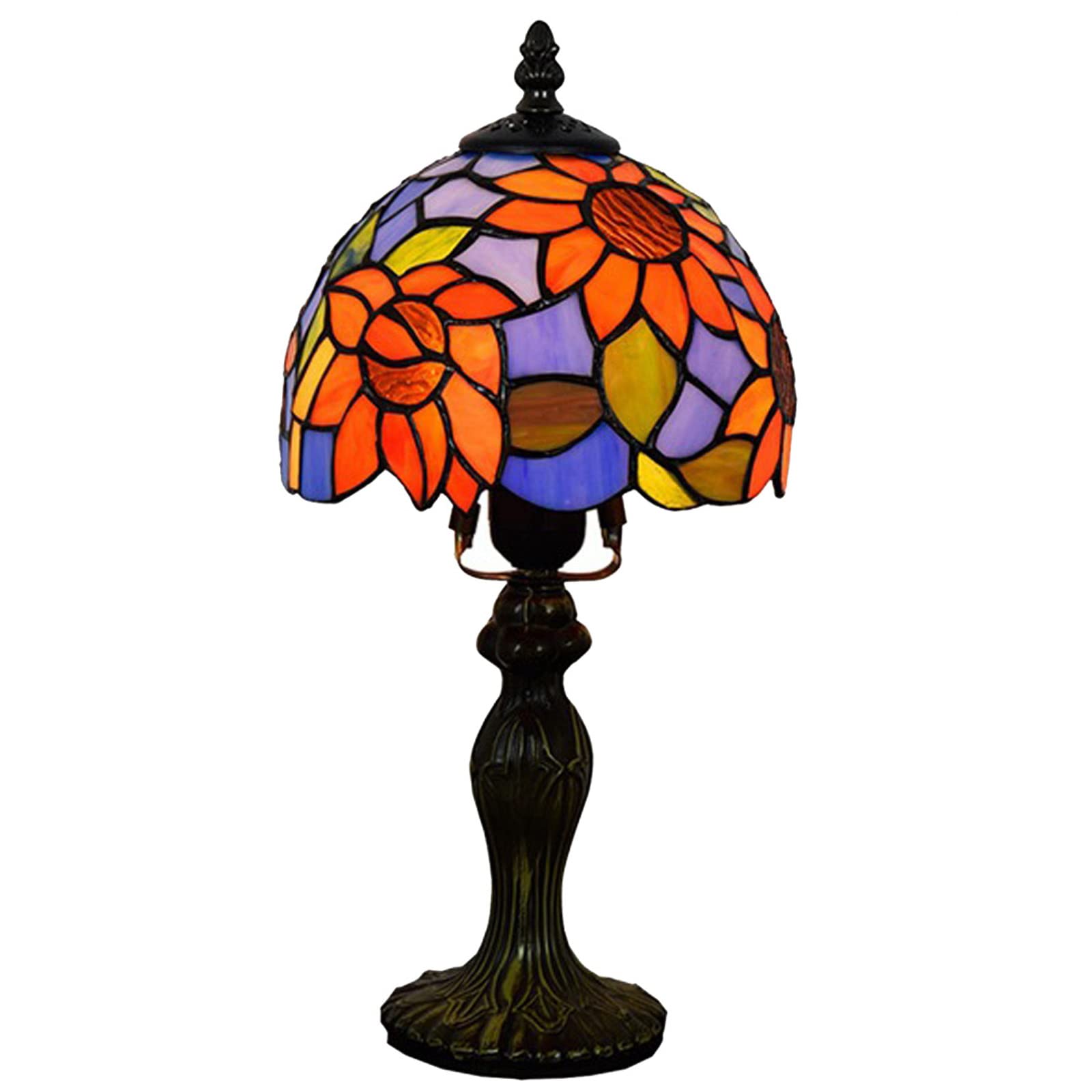 Vintage Tiffany Sunflower Table Lamp - 8 Inch Warm Light for Bedroom & Living Room