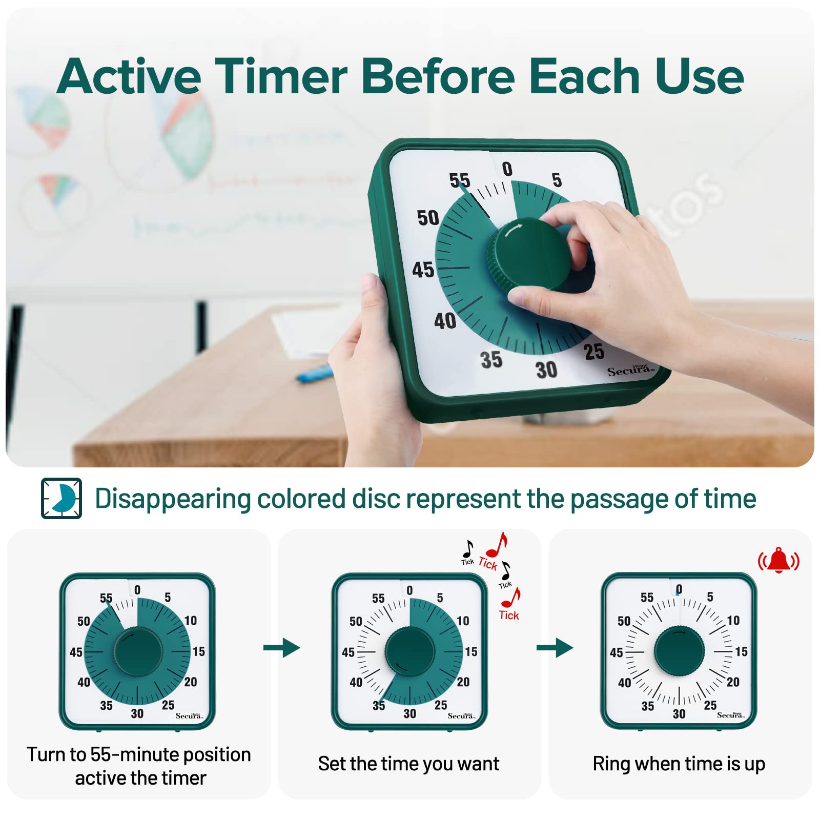 60-Minute Visual Timer for Kids & Adults - 7.5