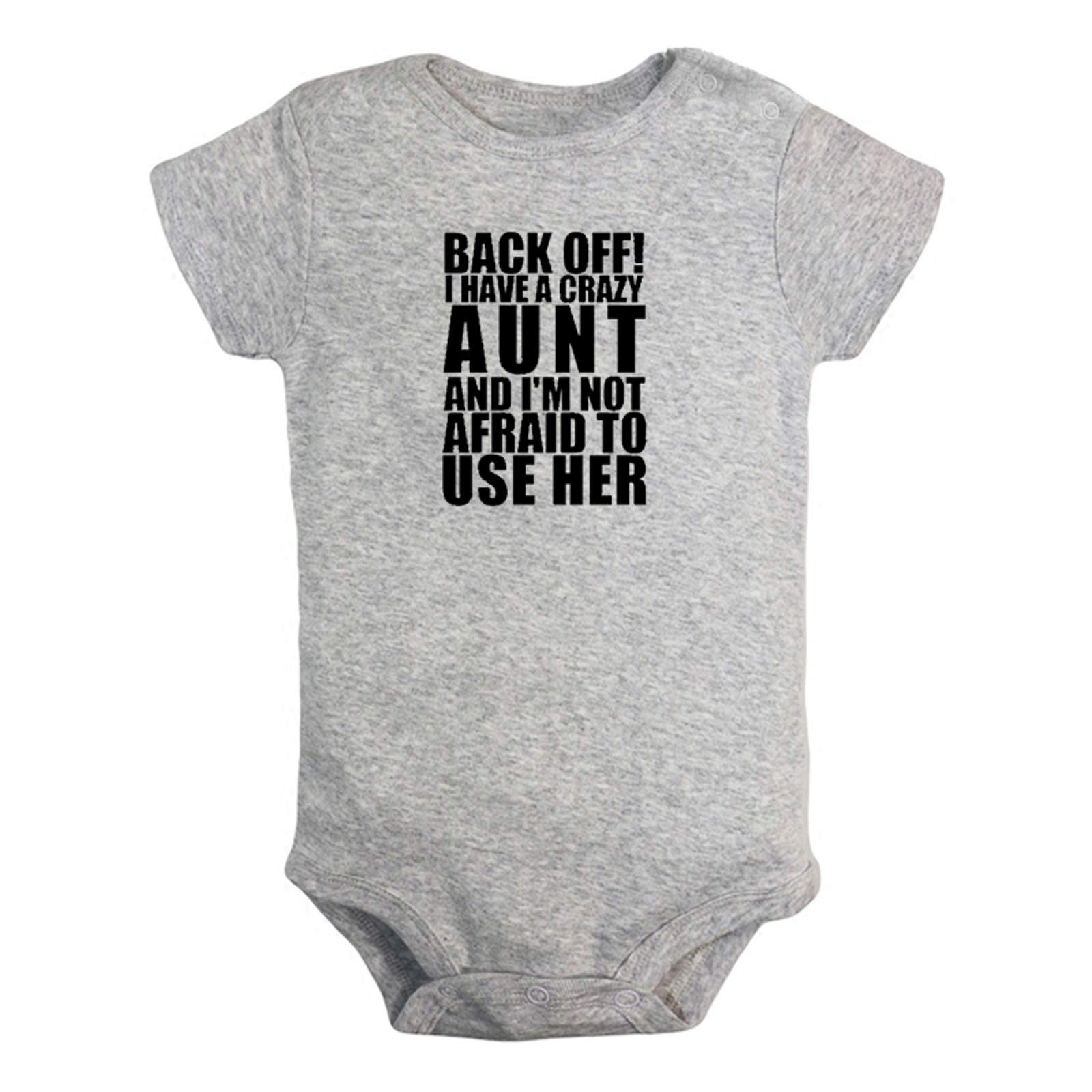 iDzn Pack of 2 Funny Baby Romper Bodysuits - 'Back Off! I Have A Crazy Aunt' & 'My Aunt Loves Me More Than Tacos' Infant Jumpsuit Outfits for Newborns, Baby Showers & Family Gatherings