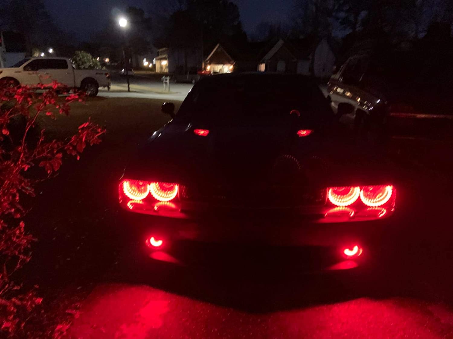 3-Piece Projector Fog Light Kit with Black Shroud - 40 SMD Red LED Halo Ring & Angle Eye Rings for Cars, Trucks, SUVs - Upgrade Your Vehicle's Style & Night Visibility